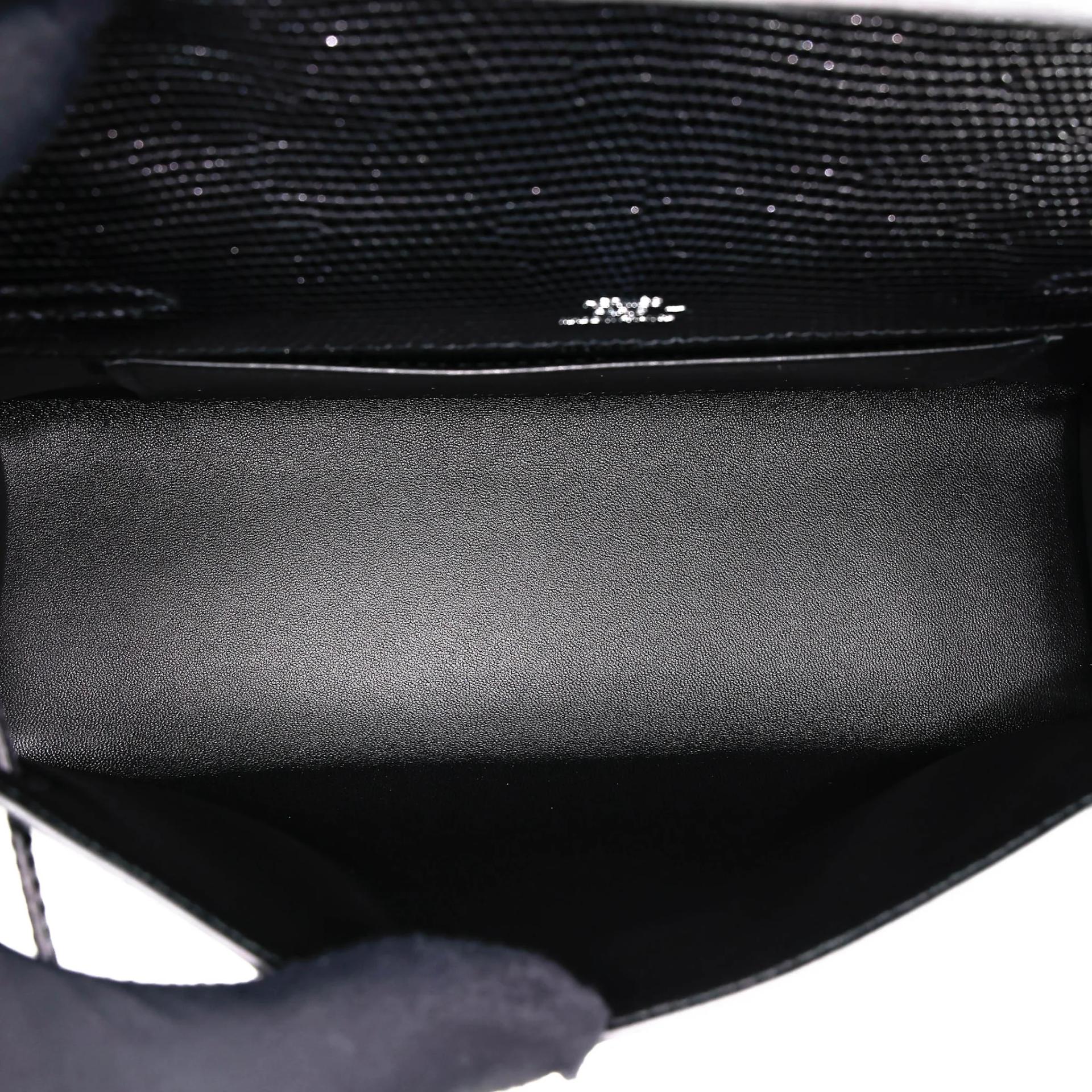 Brand New ( Rank N ) HERMÈS Kelly Pochette Noir (89) Shiny Lizard Palladium hardware K (2025) - 18
