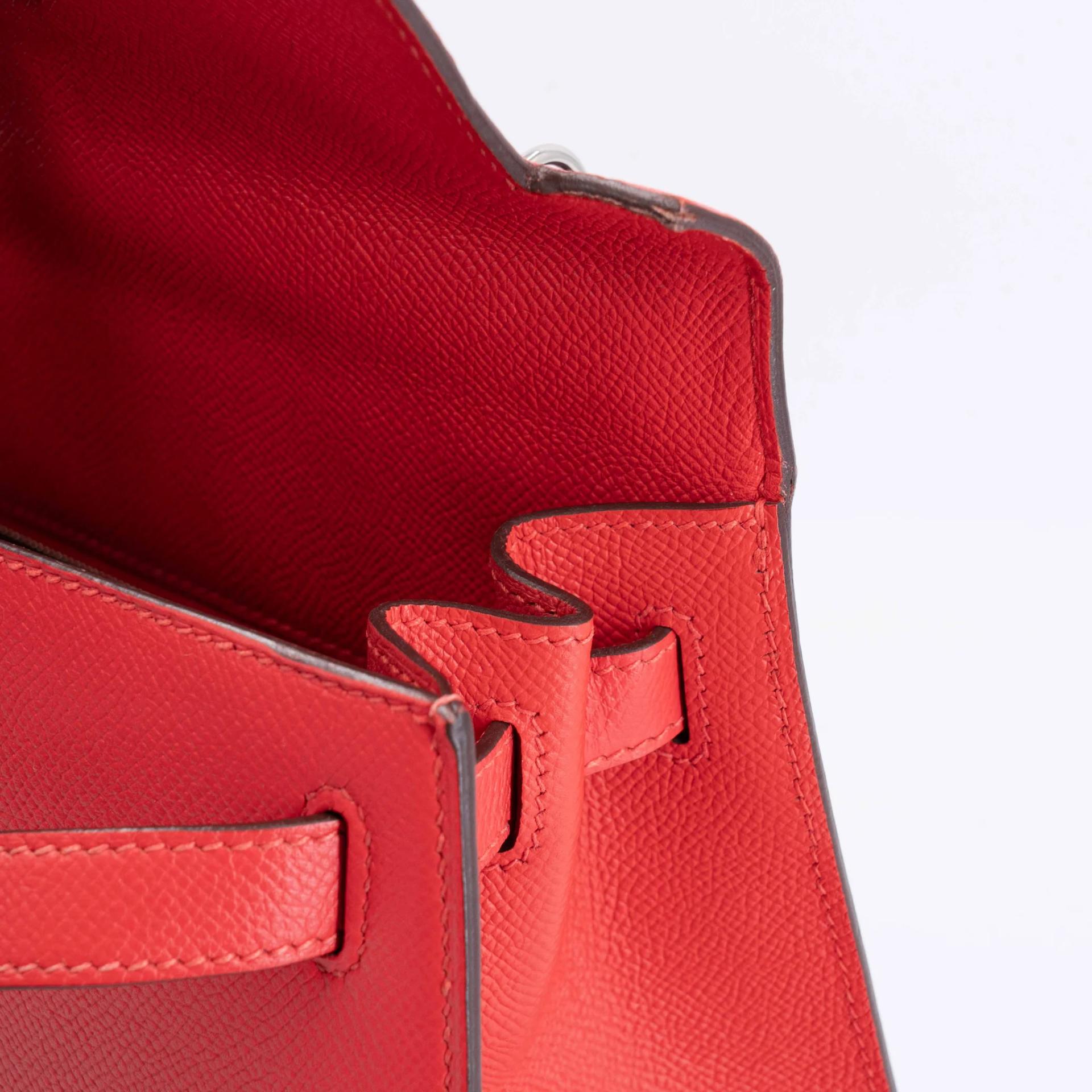 Very Good ( Rank A) HERMÈS Kelly 28 Sellier Rouge de Coeur (S3) Epsom Palladium hardware C (2018) - 19