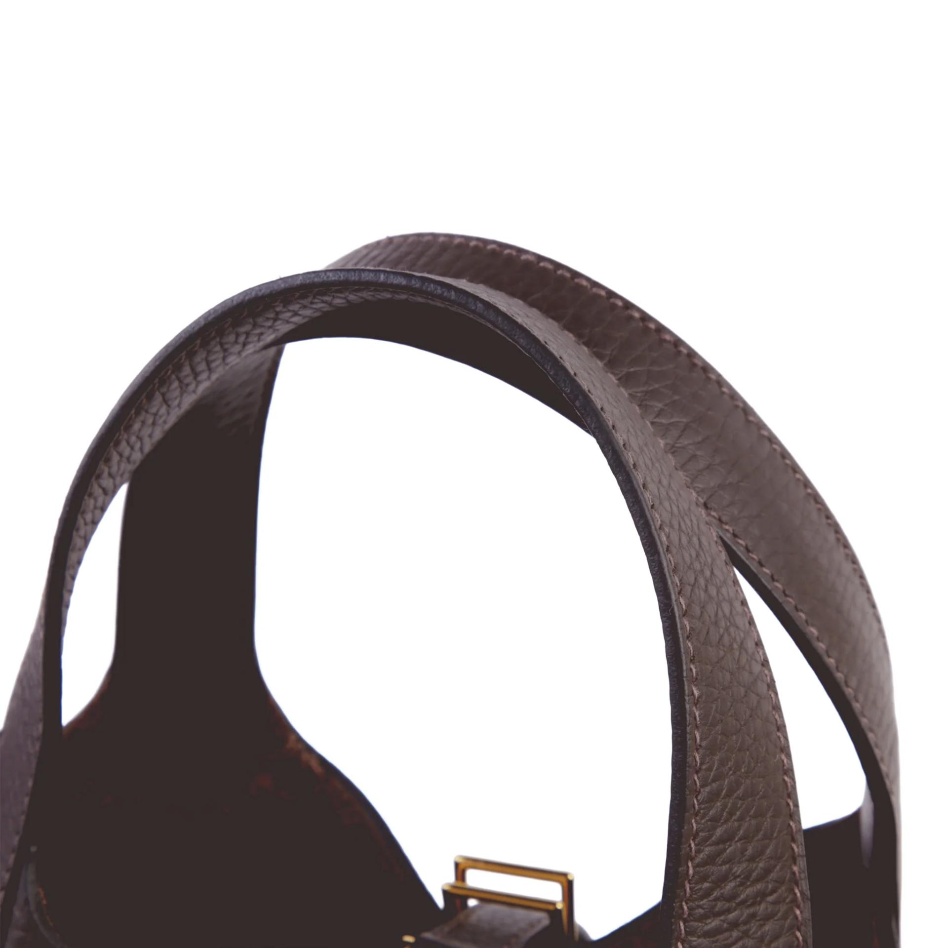 全新 HERMÈS 愛馬仕 Picotin 菜籃子 PM 18 46 烏木色 Ebene Clemence小牛皮 金扣 K刻 2025年 - 3