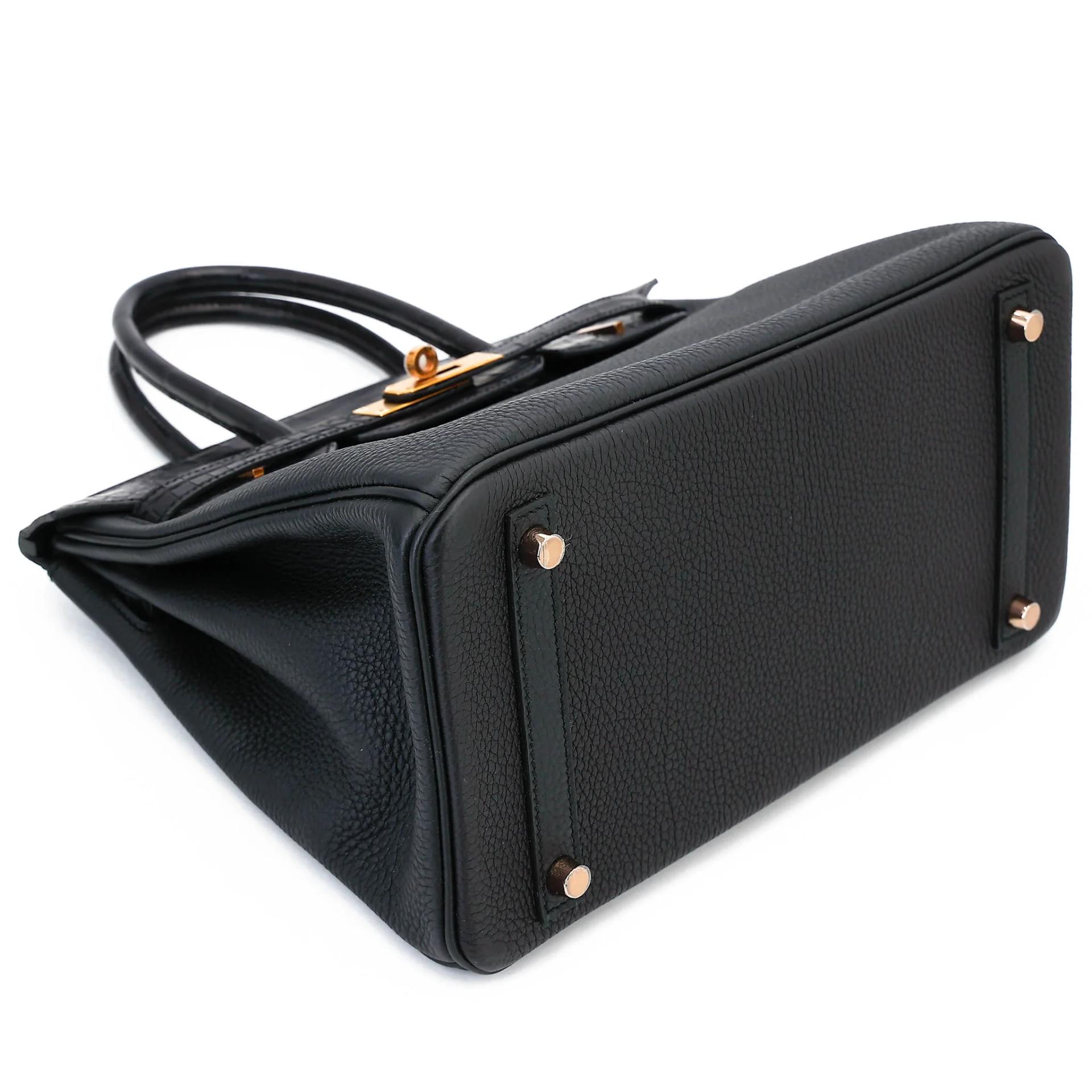 Unused ( Rank NS ) HERMÈS Birkin 30 Touch Noir (89) Togo Matte Alligator Rose Gold hardware Y (2020) - 5