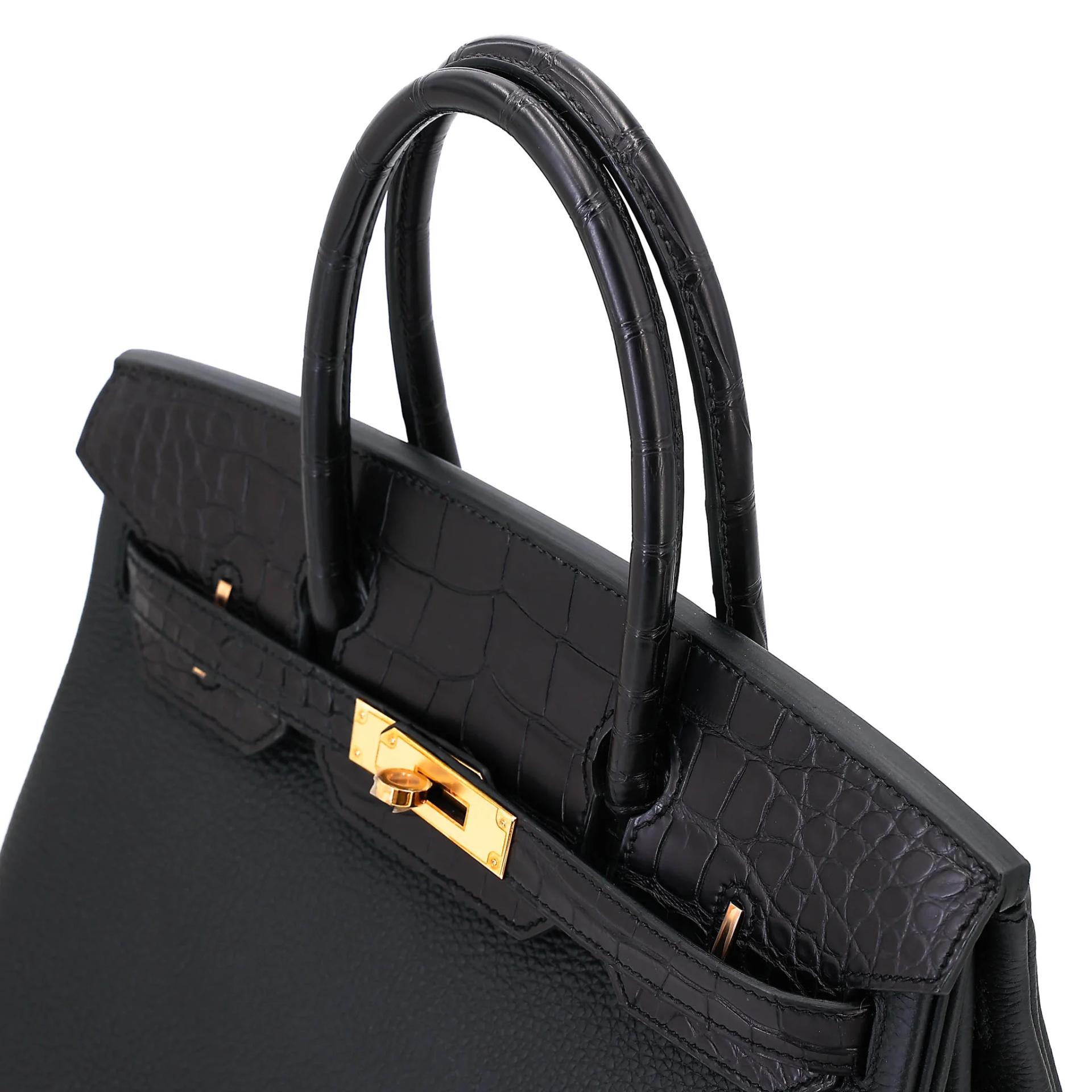 Unused ( Rank NS ) HERMÈS Birkin 30 Touch Noir (89) Togo Matte Alligator Rose Gold hardware Y (2020) - 3