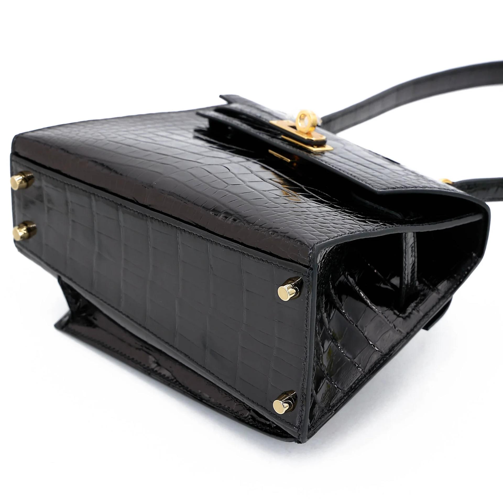 Brand New ( Rank N ) HERMÈS Limited Edition Kelly 20 en Desordre Noir (89) Shiny Alligator Gold hardware G (2026) - 6