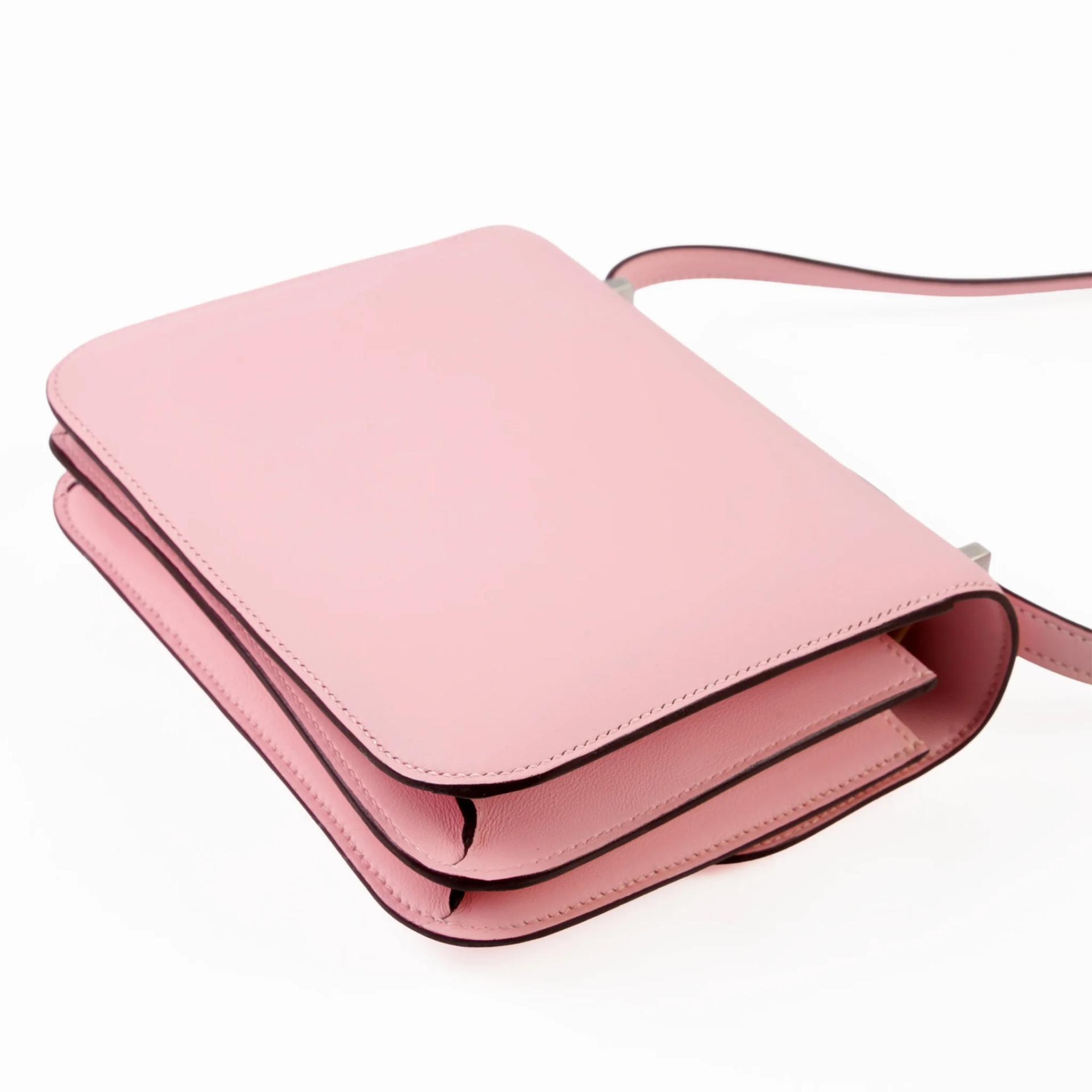 Brand New ( Rank N ) HERMÈS Constance Mini Rose Sakura (3Q) Swift Brushed Palladium K (2025) - 6