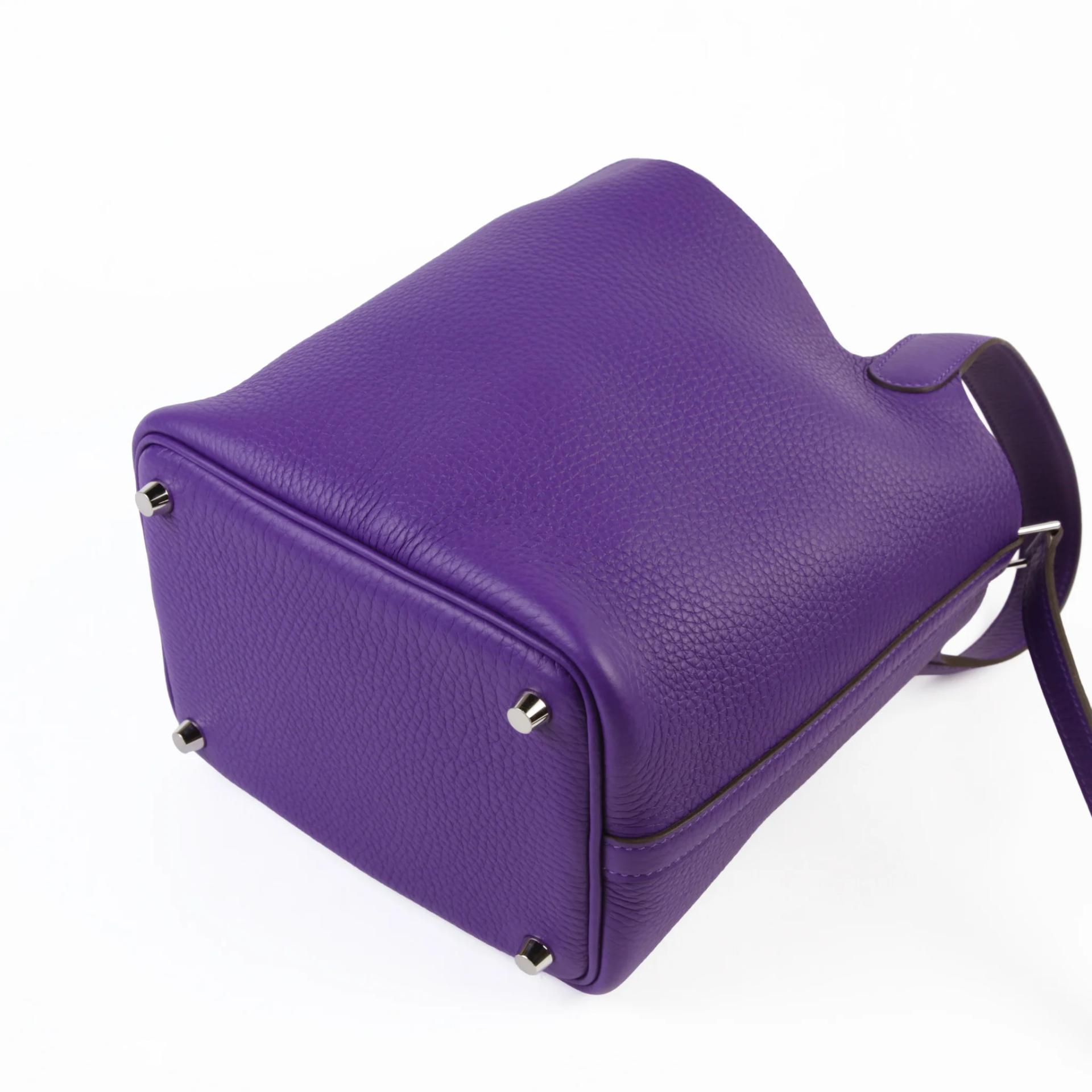 全新 HERMÈS 愛馬仕 Picotin 菜籃子 PM 18 X3 絳紫色 Purple Clemence小牛皮 銀扣 G刻 2026年 - 7