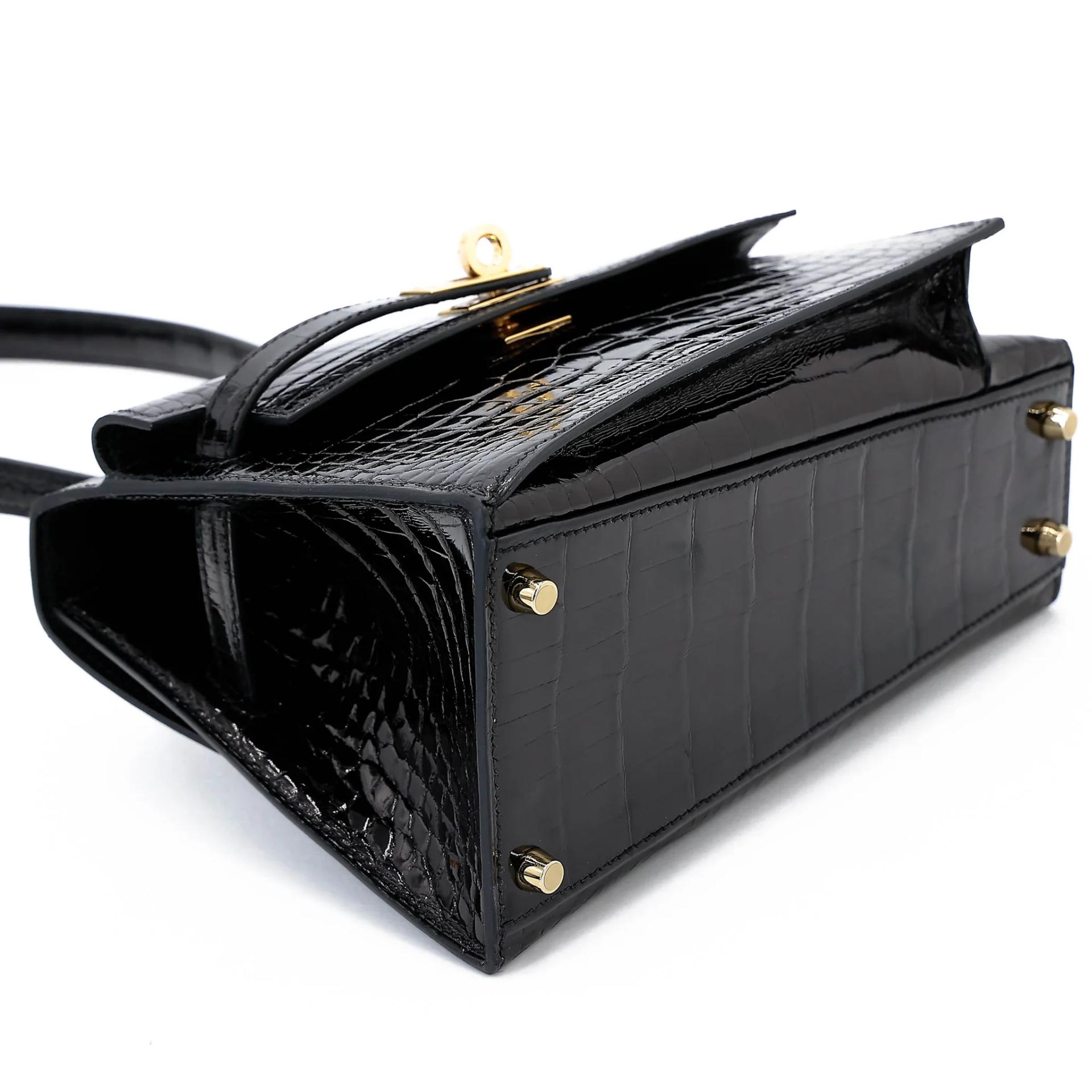 Brand New ( Rank N ) HERMÈS Limited Edition Kelly 20 en Desordre Noir (89) Shiny Alligator Gold hardware G (2026) - 5