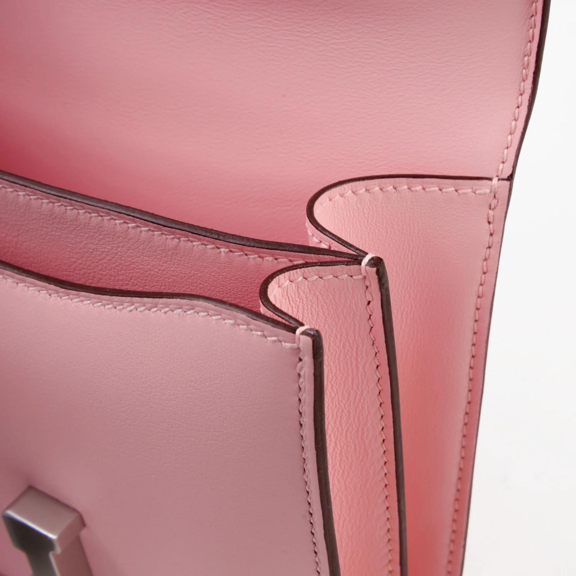 Brand New ( Rank N ) HERMÈS Constance Mini Rose Sakura (3Q) Swift Brushed Palladium K (2025) - 12