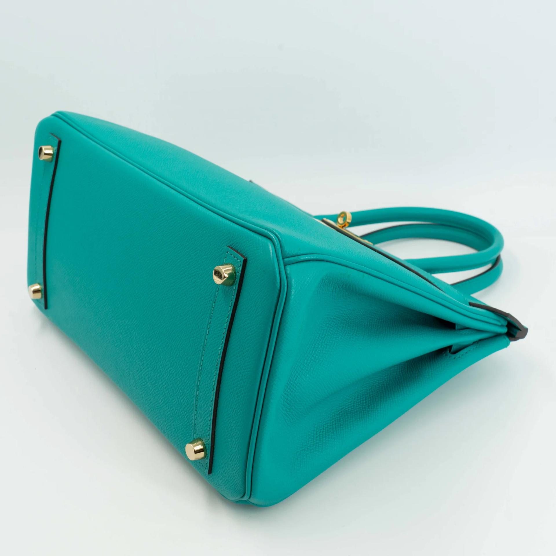 Very Good ( Rank A) HERMÈS Birkin 30 Bleu Paon (7F) Epsom Gold hardware X (2016) - 6