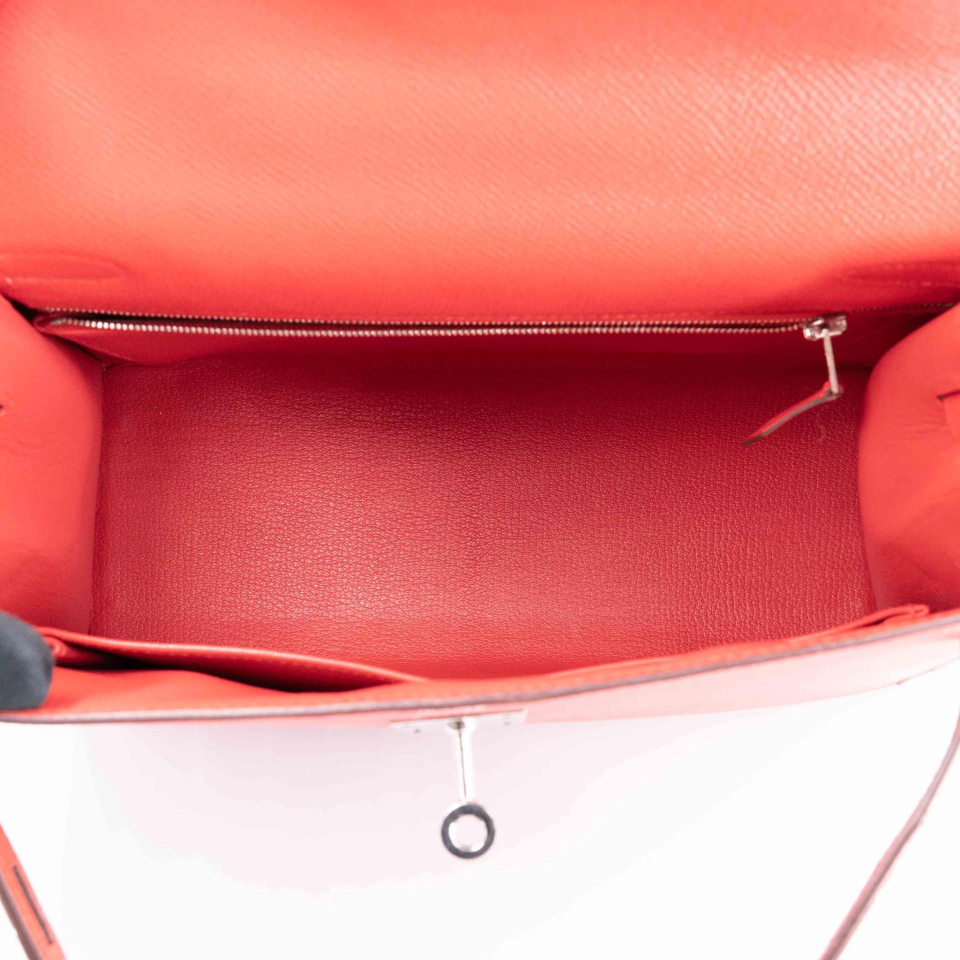 Very Good ( Rank A) HERMÈS Kelly 28 Sellier Rouge de Coeur (S3) Epsom Palladium hardware C (2018) - 22