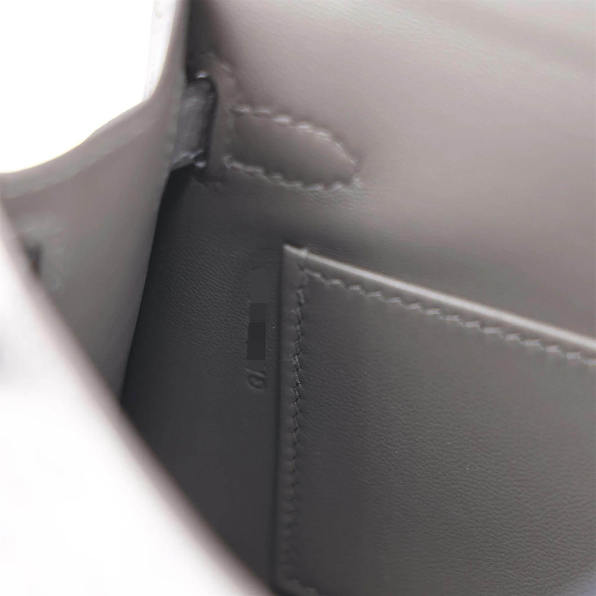 Brand New ( Rank N ) HERMÈS Mini Kelly II Gris Meyer (0L) Ostrich Palladium hardware G (2026) - 14