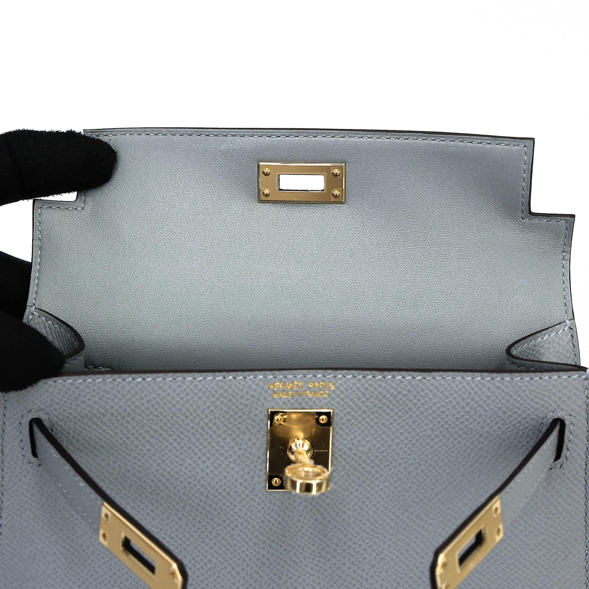 Brand New ( Rank N ) HERMÈS Mini Kelly II Gris Pantin (P0) Epsom Permabrass hardware G (2026) - 12