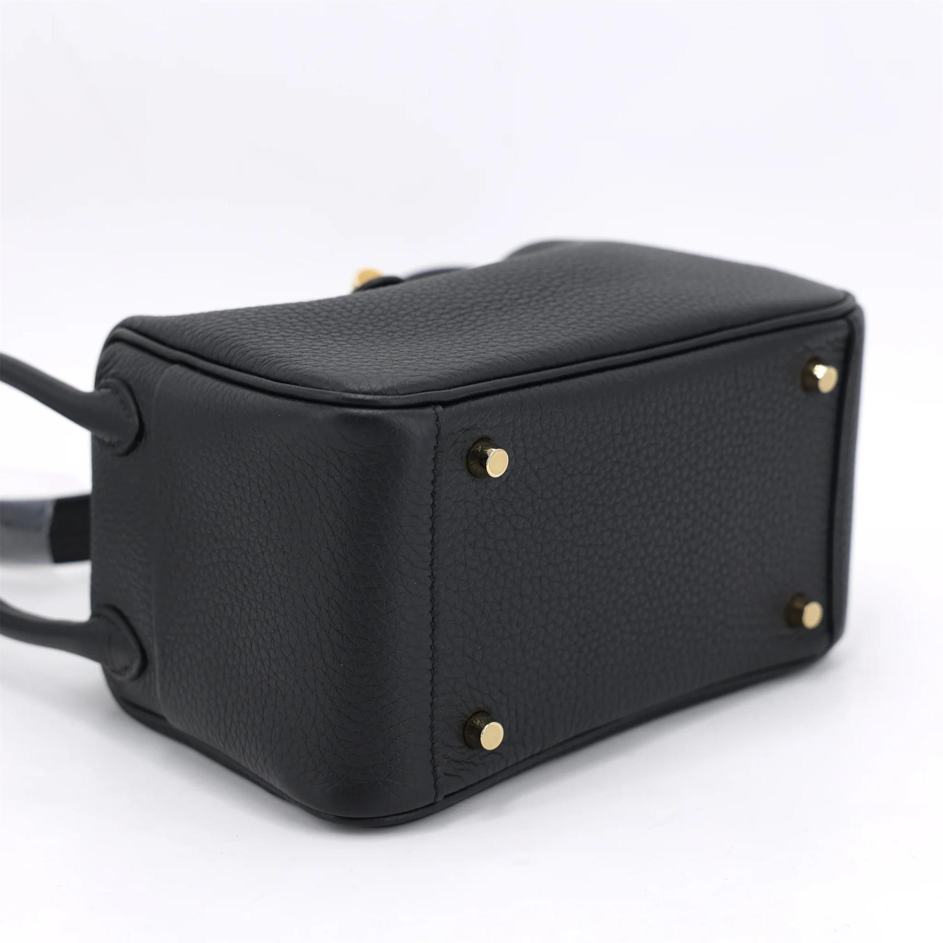 Brand New ( Rank N ) HERMÈS Mini Lindy Noir (89) Clemence Gold hardware G (2026) - 4