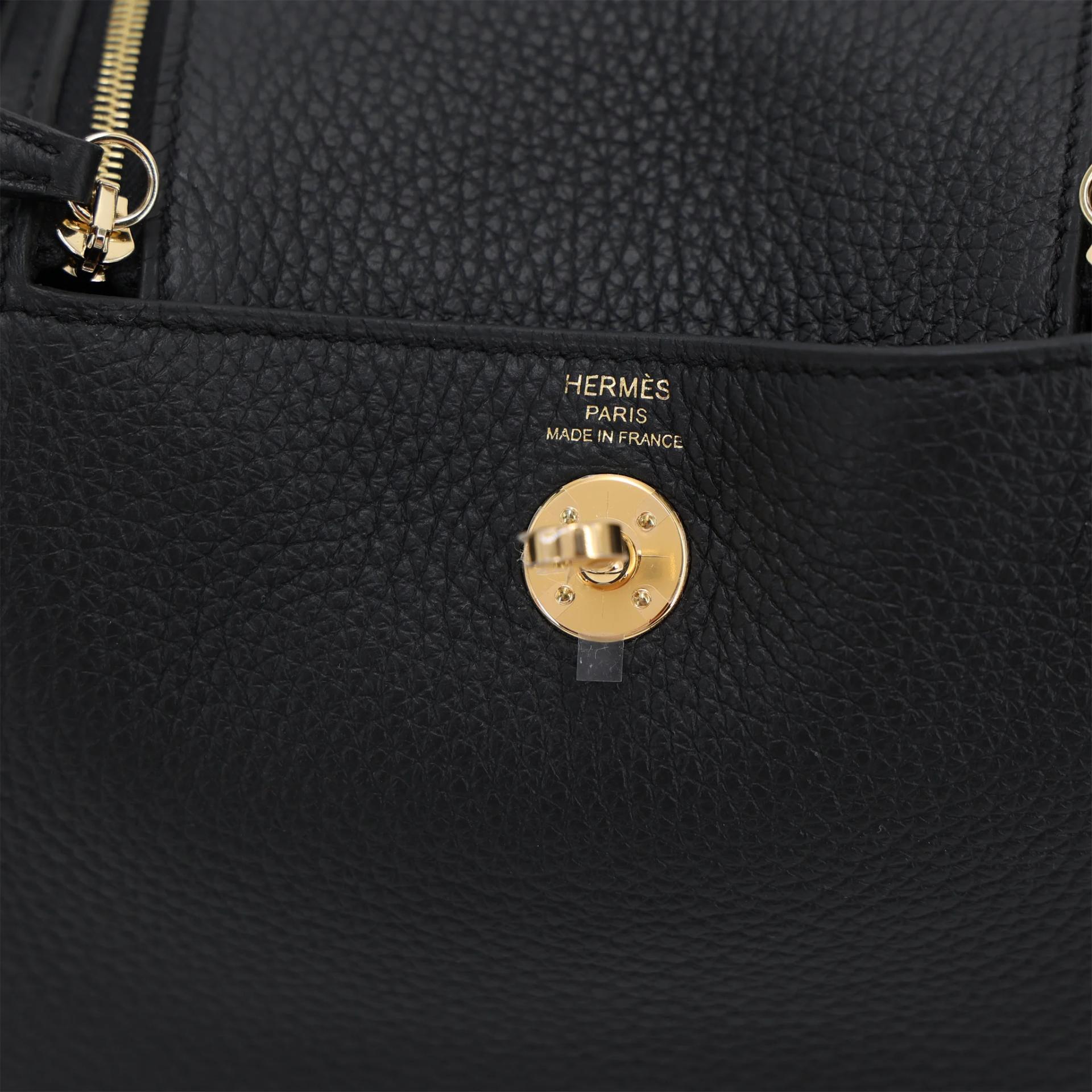 Brand New ( Rank N ) HERMÈS Mini Lindy Noir (89) Clemence Gold hardware G (2026) - 10