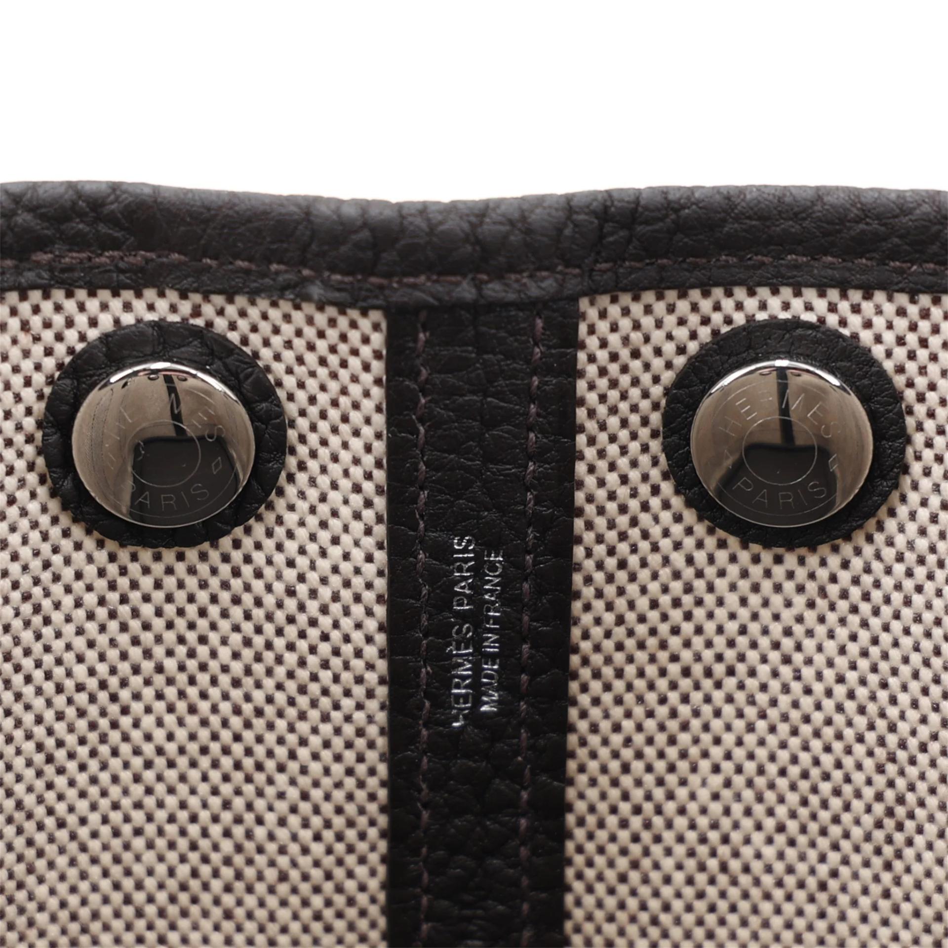 Brand New ( Rank N ) HERMÈS Neo Garden Party 23 Bai Brun（T3） Ecru Toile H canvas Palladium hardware G (2026) - 12