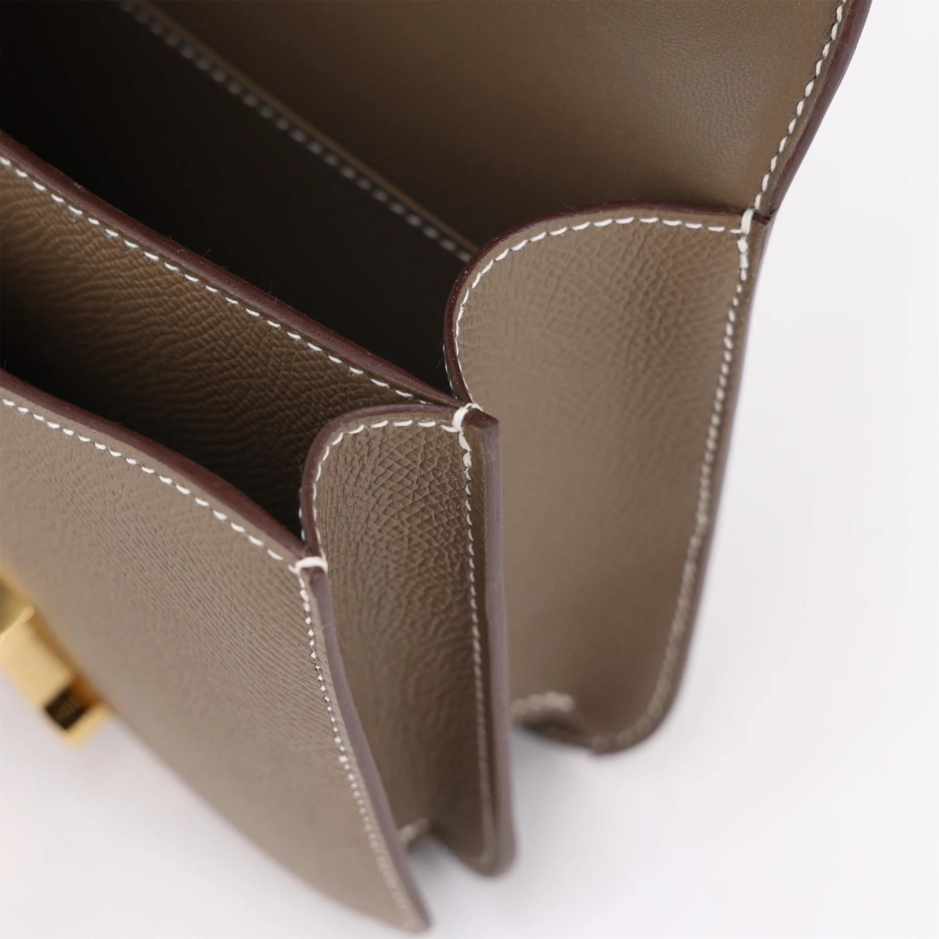 Brand New ( Rank N ) HERMÈS Constance Mini Etoupe (18) Epsom Gold hardware K (2025) - 16
