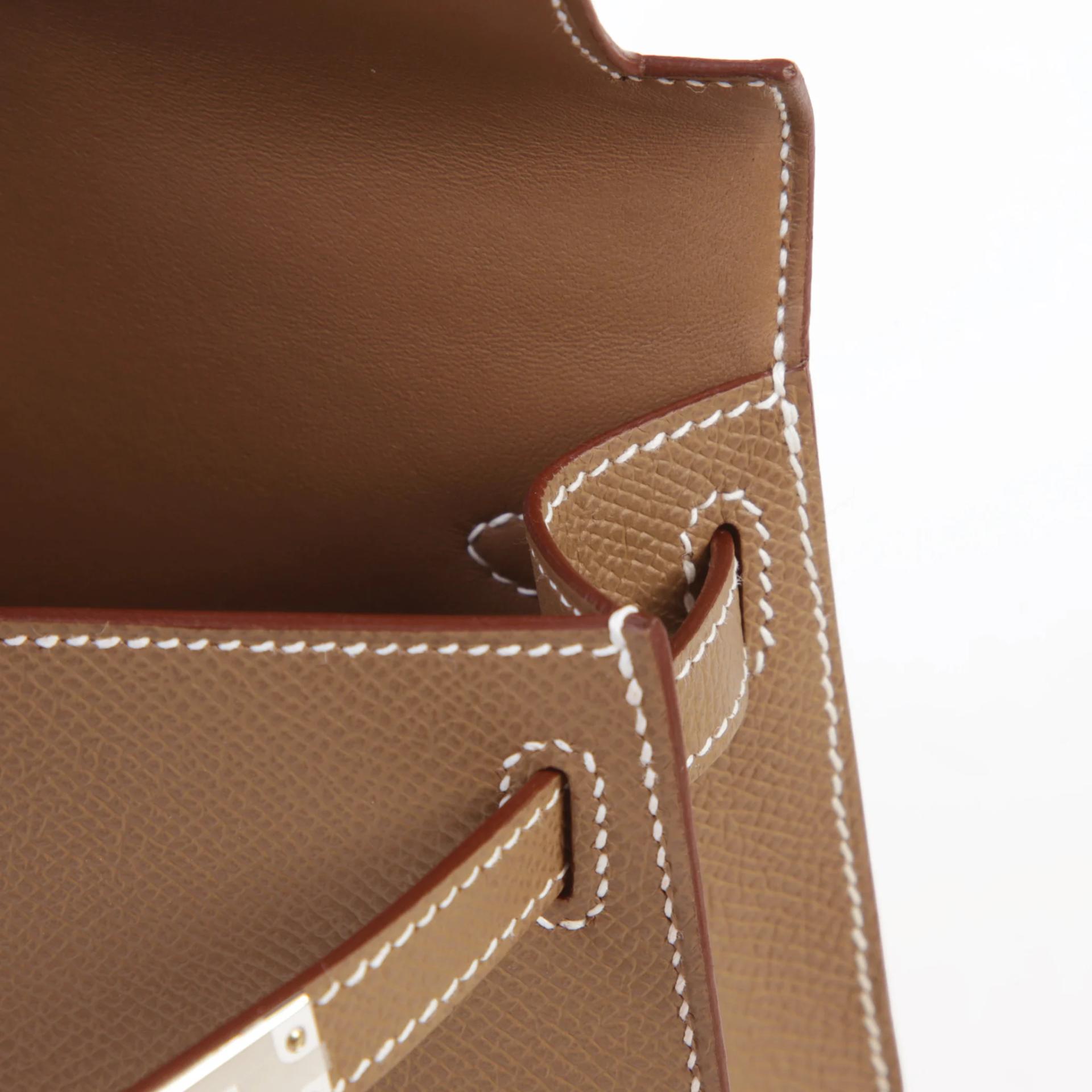 Brand New ( Rank N ) HERMÈS Mini Kelly II Etoupe (18) Epsom Palladium hardware G (2026) - 11