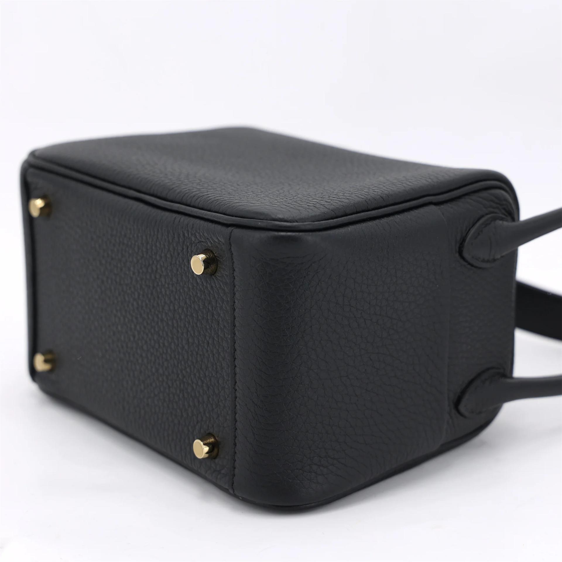 Brand New ( Rank N ) HERMÈS Mini Lindy Noir (89) Clemence Gold hardware G (2026) - 7