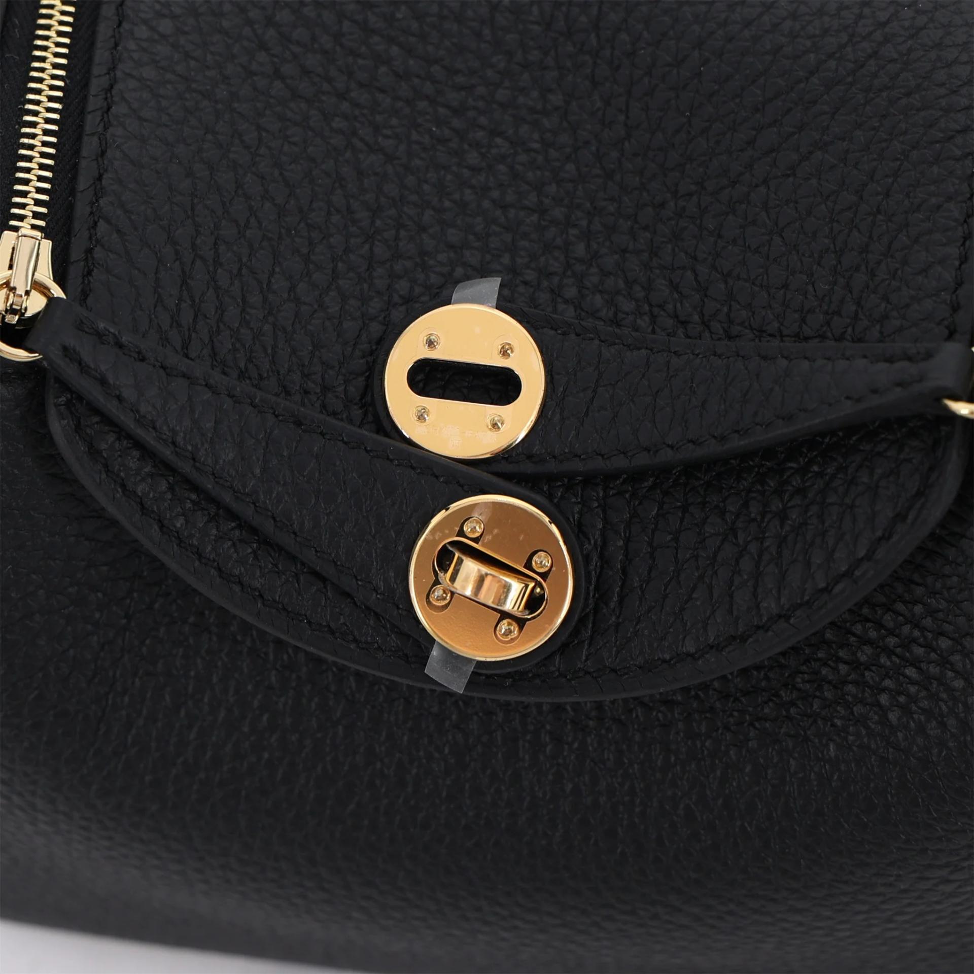 Brand New ( Rank N ) HERMÈS Mini Lindy Noir (89) Clemence Gold hardware G (2026) - 8