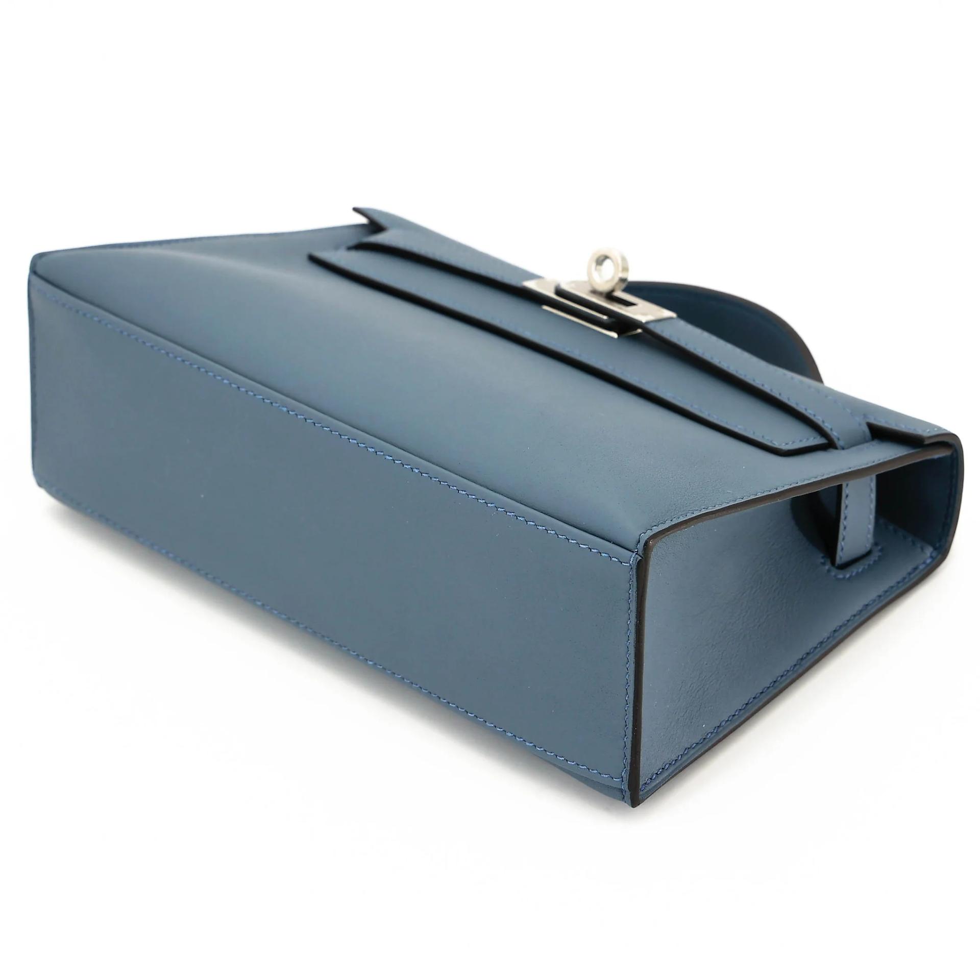 Brand New ( Rank N ) HERMÈS Kelly Pochette Bleu Tempete (N7) Swift Palladium hardware G (2026) - 4