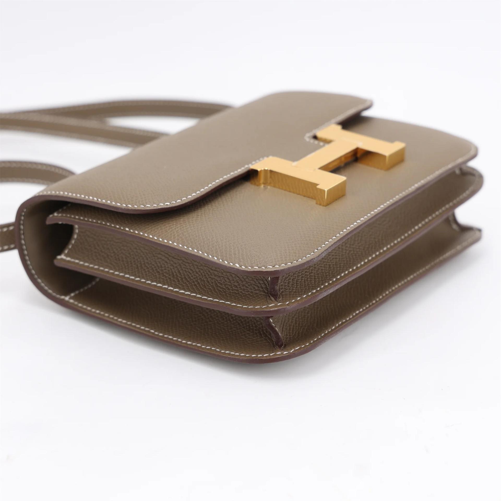 Brand New ( Rank N ) HERMÈS Constance Mini Etoupe (18) Epsom Gold hardware K (2025) - 4