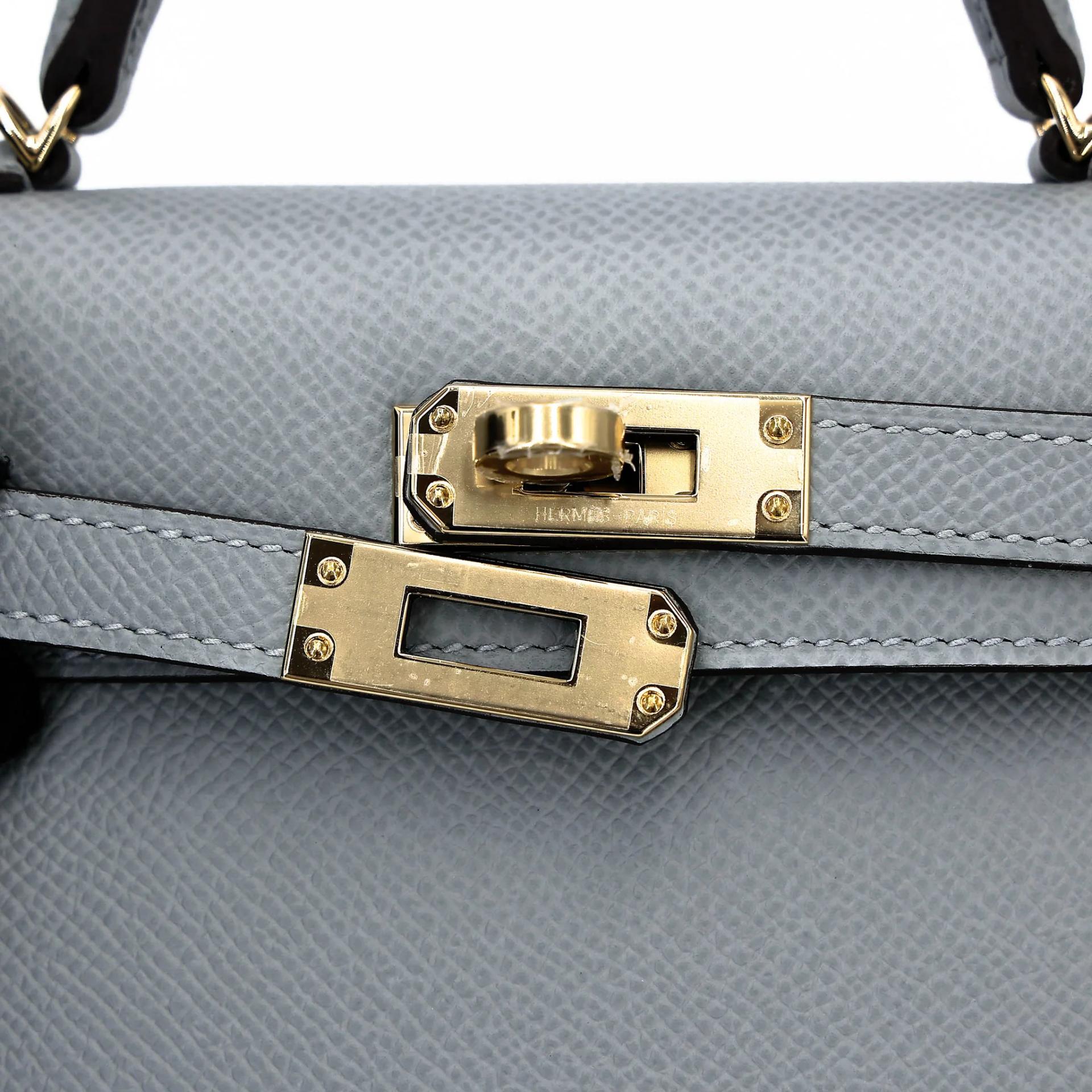 Brand New ( Rank N ) HERMÈS Mini Kelly II Gris Pantin (P0) Epsom Permabrass hardware G (2026) - 8