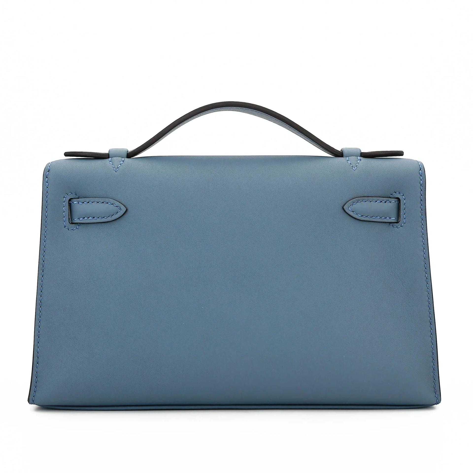 Brand New ( Rank N ) HERMÈS Kelly Pochette Bleu Tempete (N7) Swift Palladium hardware G (2026) - 2