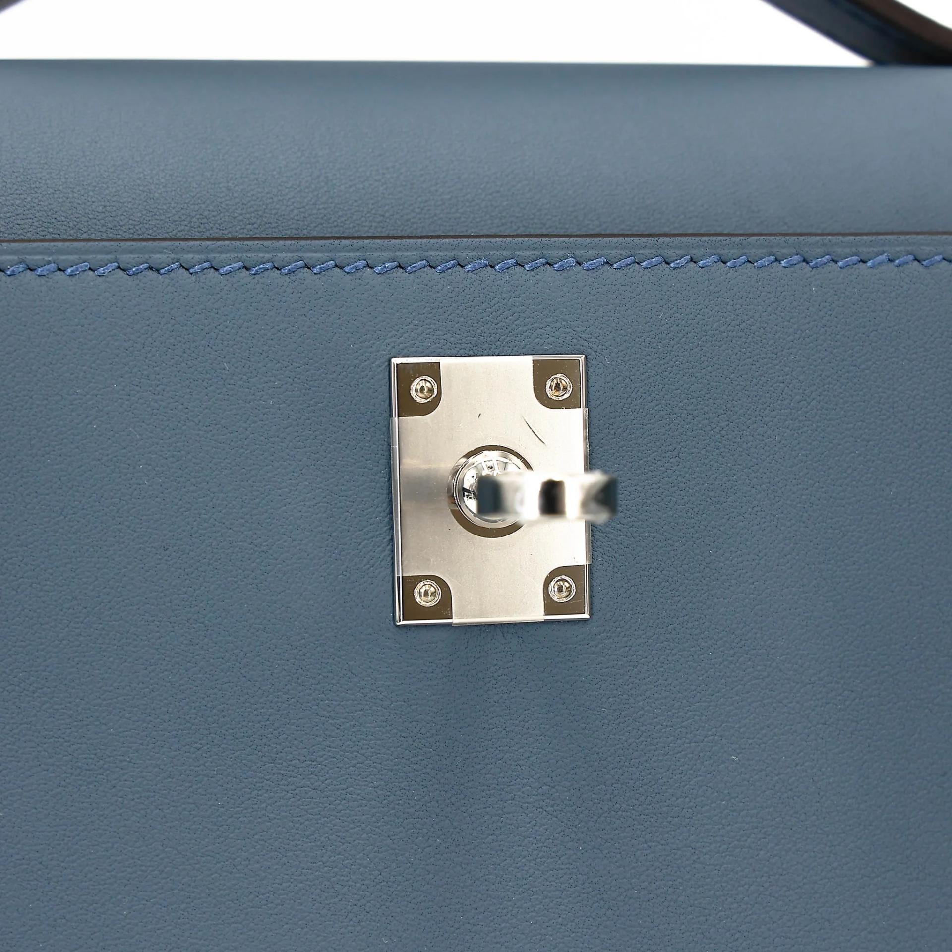 Brand New ( Rank N ) HERMÈS Kelly Pochette Bleu Tempete (N7) Swift Palladium hardware G (2026) - 13