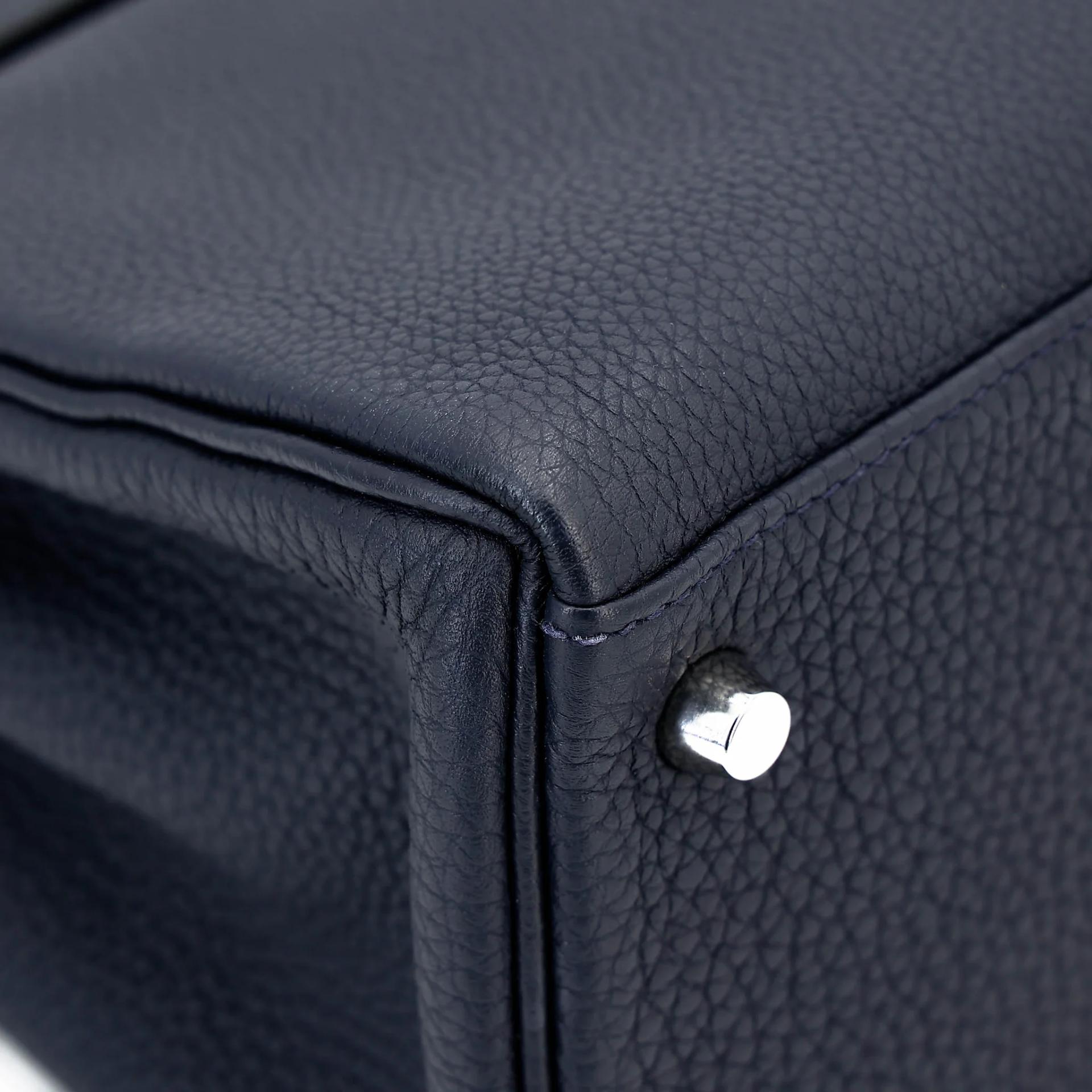 Very Good ( Rank A) HERMÈS Kelly 28 Touch Bleu Nuit (2Z) Togo Matte Alligator Palladium hardware C (2018) - 9