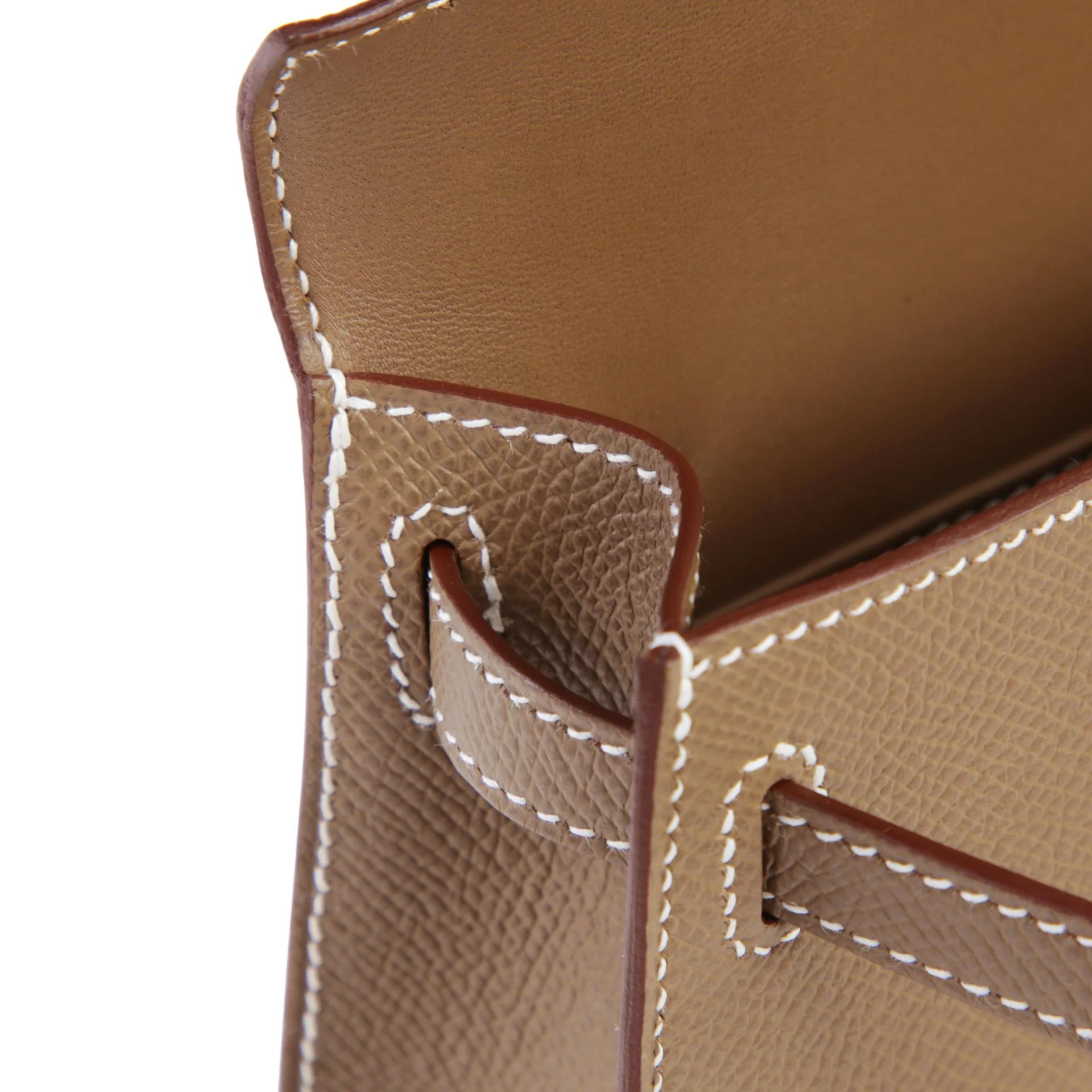 Brand New ( Rank N ) HERMÈS Mini Kelly II Etoupe (18) Epsom Palladium hardware G (2026) - 12