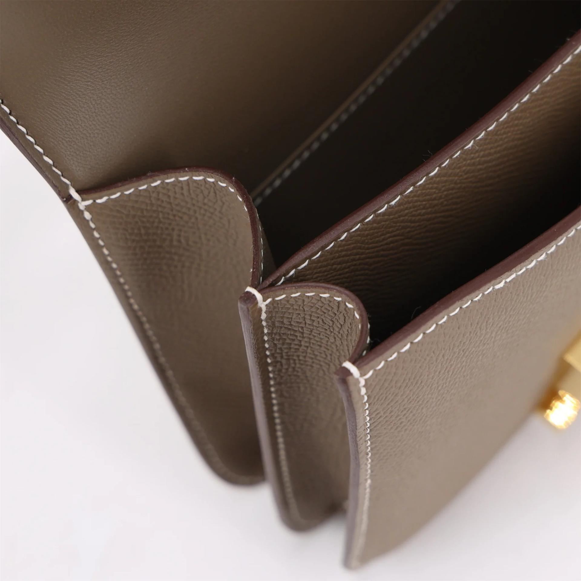 Brand New ( Rank N ) HERMÈS Constance Mini Etoupe (18) Epsom Gold hardware K (2025) - 15