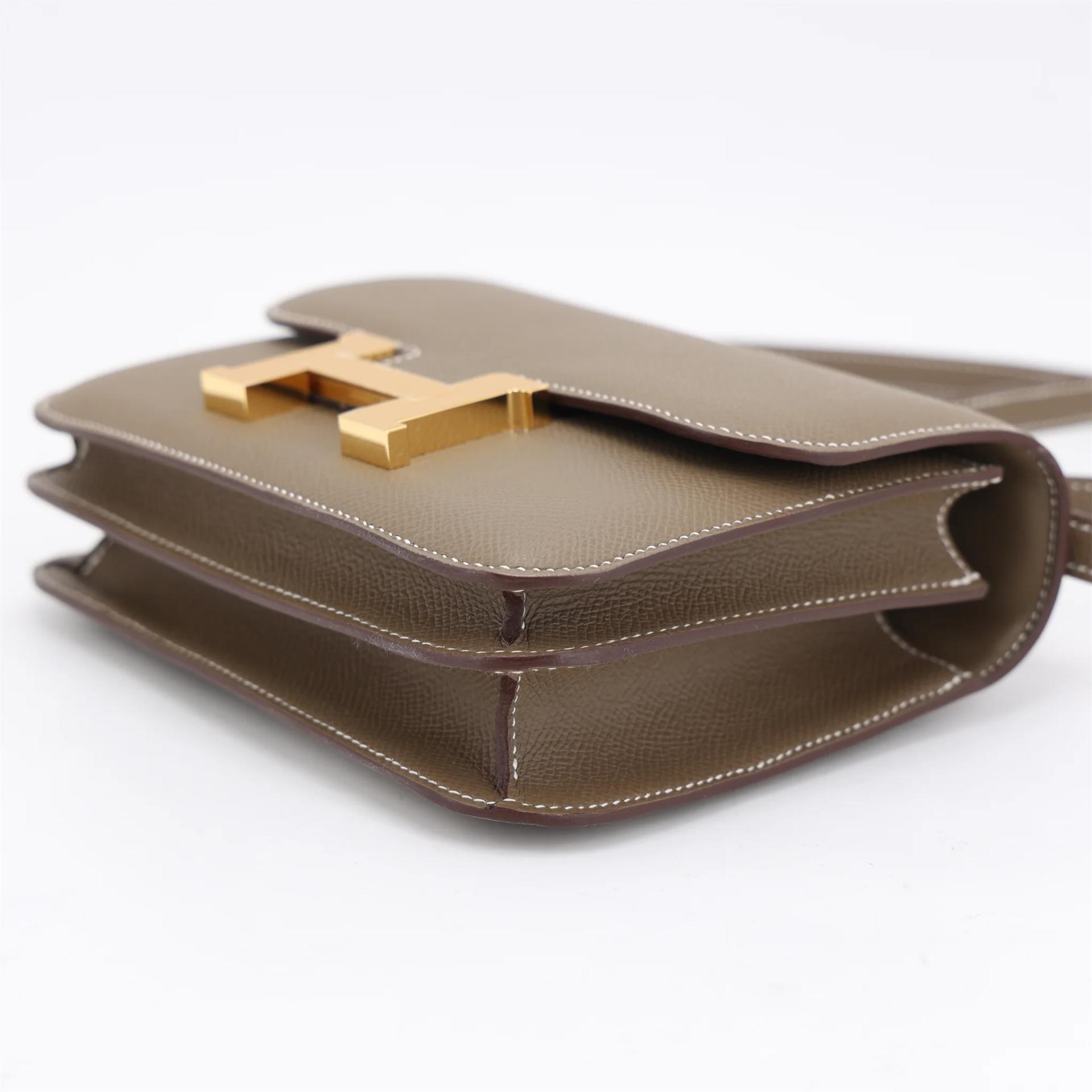 Brand New ( Rank N ) HERMÈS Constance Mini Etoupe (18) Epsom Gold hardware K (2025) - 5