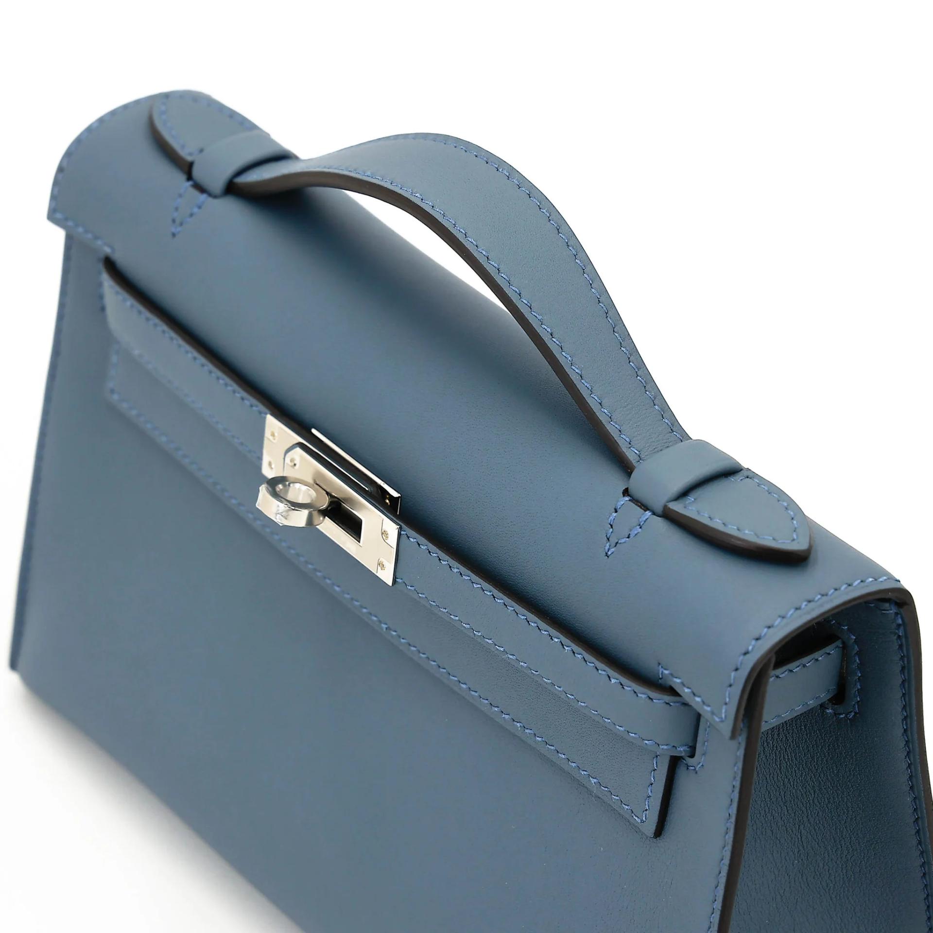 Brand New ( Rank N ) HERMÈS Kelly Pochette Bleu Tempete (N7) Swift Palladium hardware G (2026) - 3