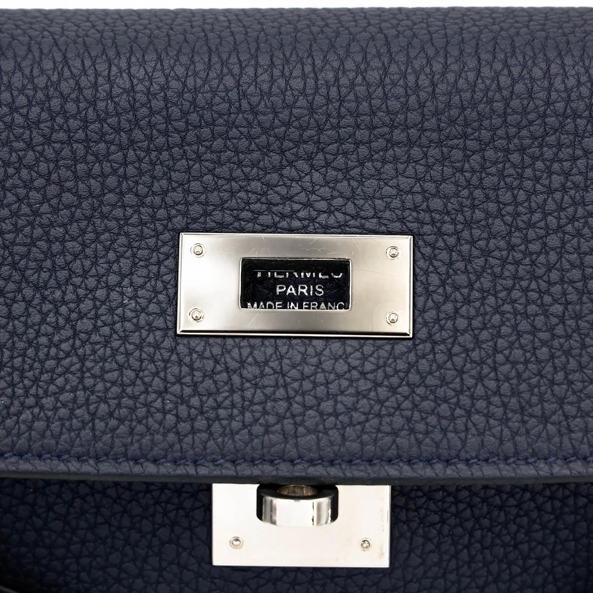 Very Good ( Rank A) HERMÈS Kelly 28 Touch Bleu Nuit (2Z) Togo Matte Alligator Palladium hardware C (2018) - 19