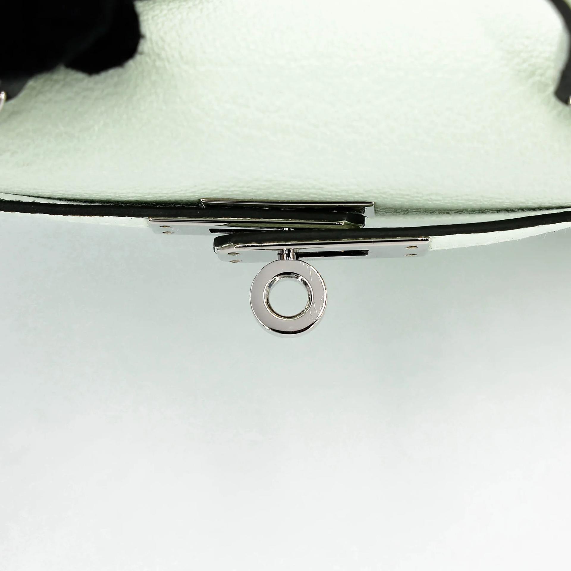 Excellent ( Rank SA ) HERMÈS Mini Kelly II Vert Fizz (0S) Chevre Mysore Palladium hardware B (2023) - 9