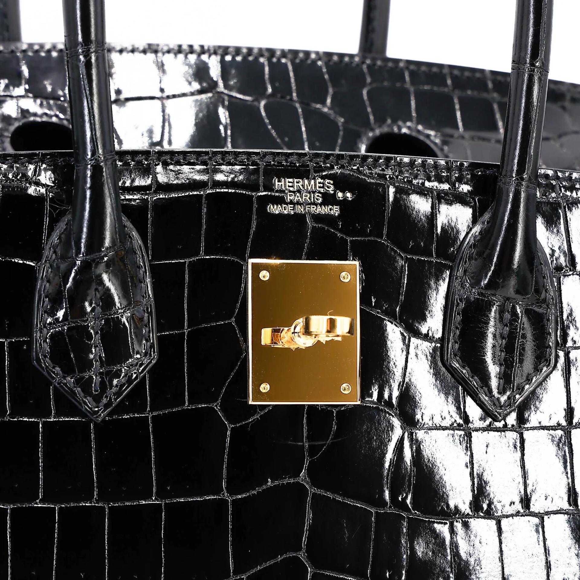 ランク SA HERMÈS エルメス バーキン30 セリエ ブラック (89) クロコダイル ニロティカス リセ ゴールド金具 B刻印 (2023) - 17