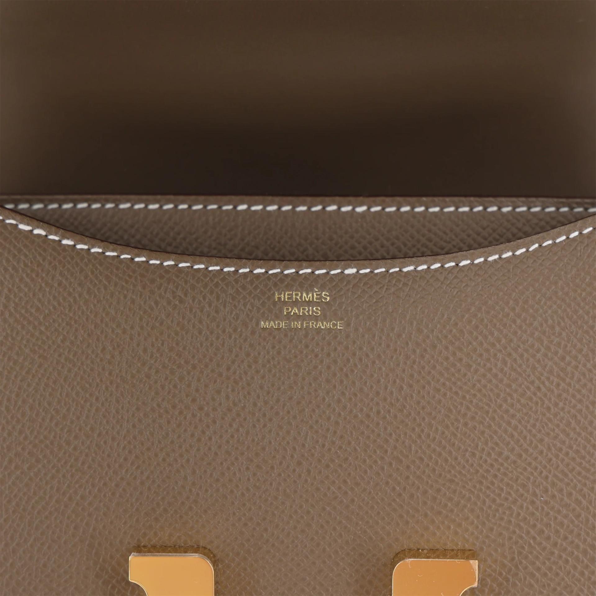 Brand New ( Rank N ) HERMÈS Constance Mini Etoupe (18) Epsom Gold hardware K (2025) - 11