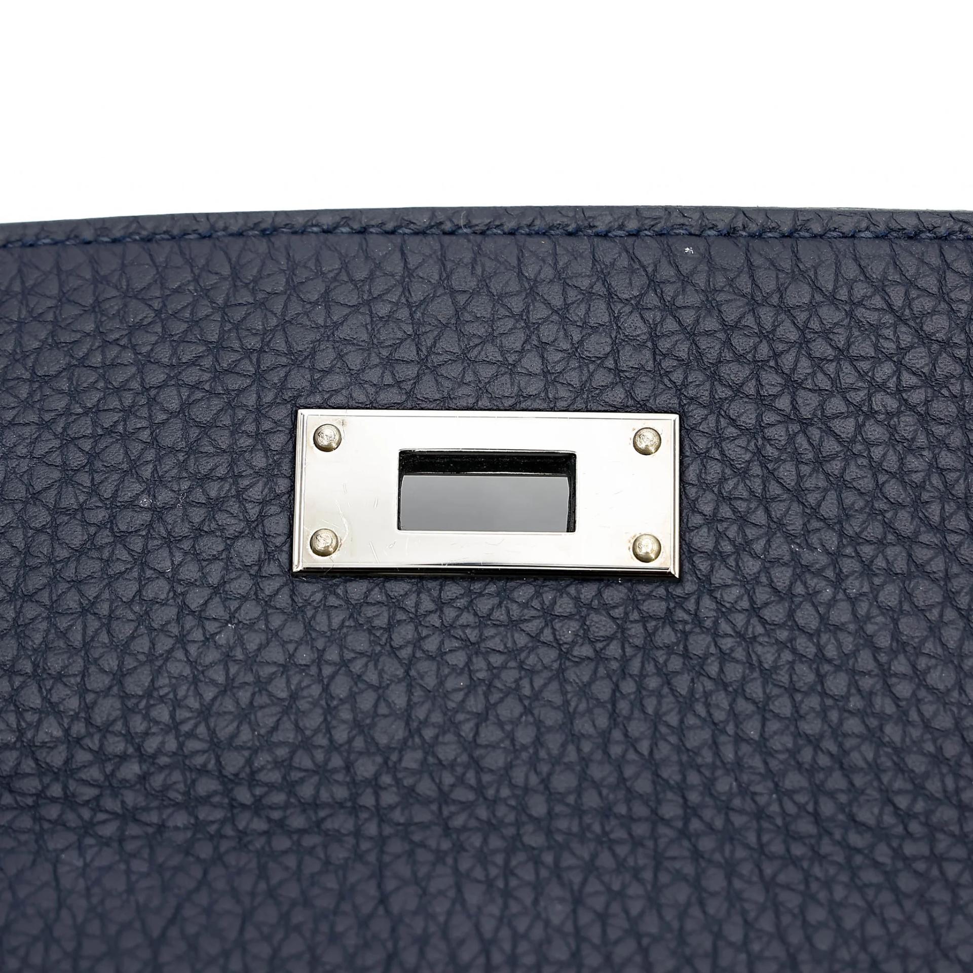 Very Good ( Rank A) HERMÈS Kelly 28 Touch Bleu Nuit (2Z) Togo Matte Alligator Palladium hardware C (2018) - 20