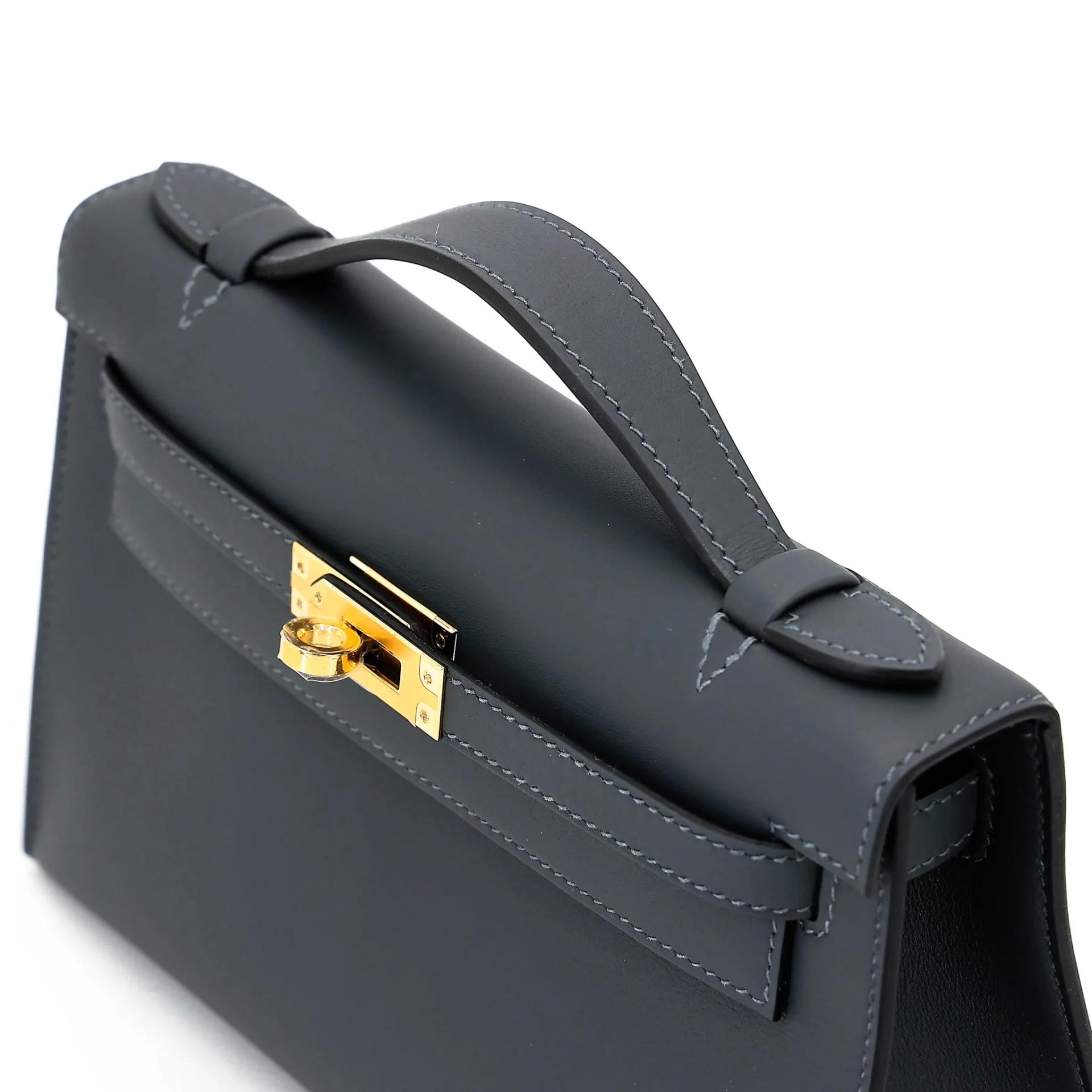 Brand New ( Rank N ) HERMÈS Kelly Pochette Gris misty (H0) Swift Gold hardware G (2026) - 3