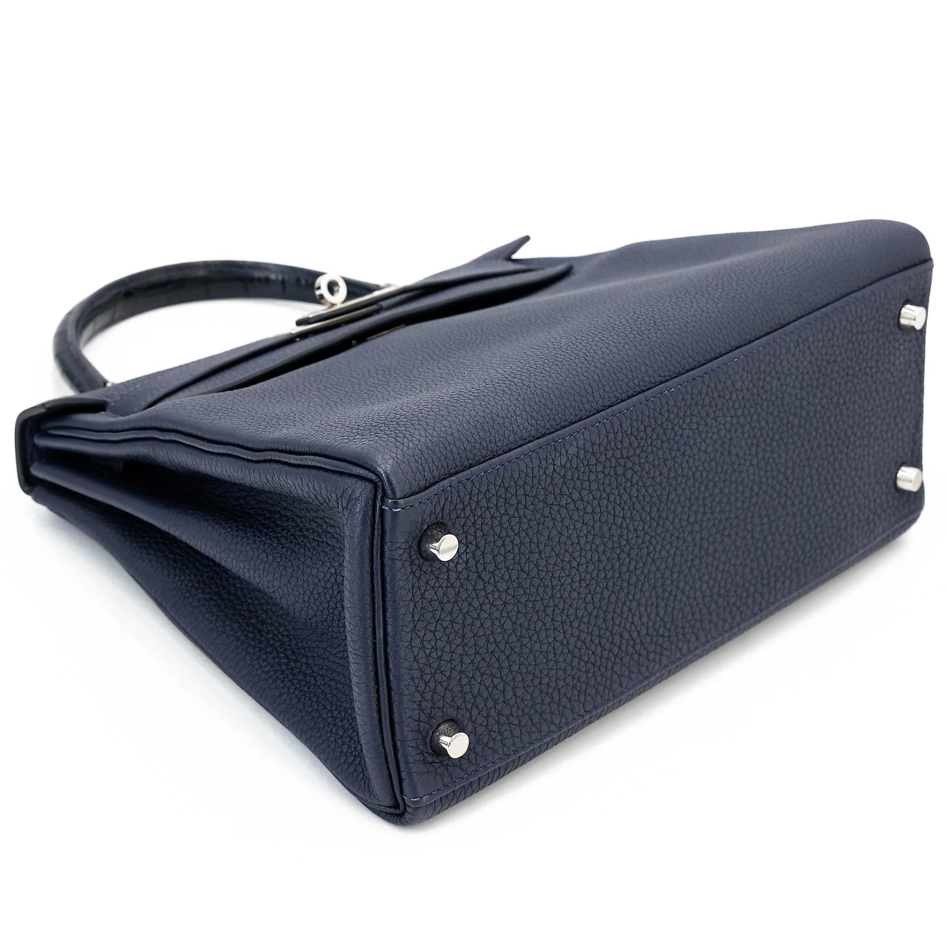 Very Good ( Rank A) HERMÈS Kelly 28 Touch Bleu Nuit (2Z) Togo Matte Alligator Palladium hardware C (2018) - 5
