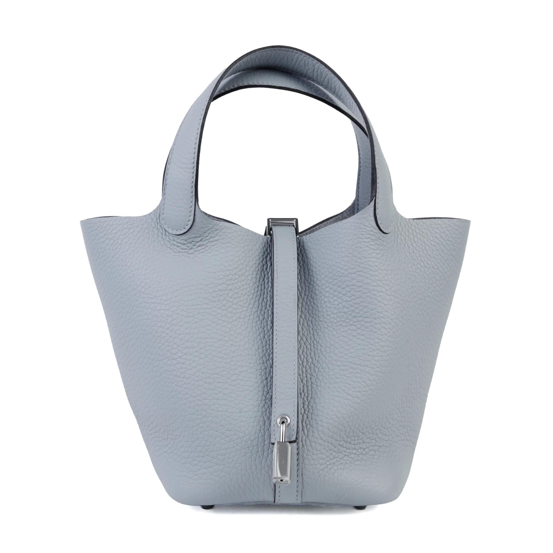 全新 HERMÈS 愛馬仕 Picotin 菜籃子 PM 18 P0 木偶灰 Gris Pantin Clemence小牛皮 銀扣 K刻 2025年 - 1