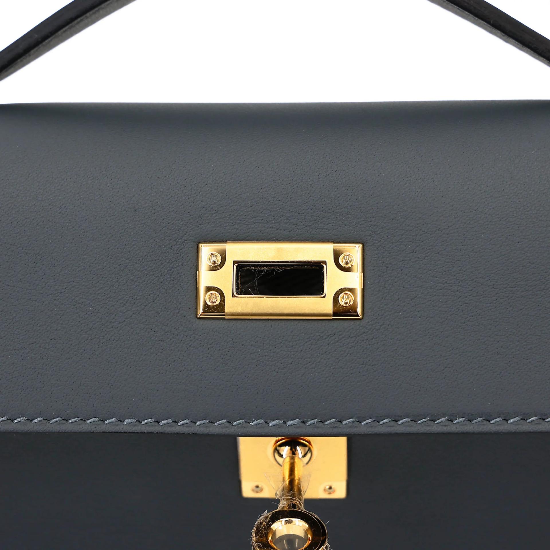 Brand New ( Rank N ) HERMÈS Kelly Pochette Gris misty (H0) Swift Gold hardware G (2026) - 10
