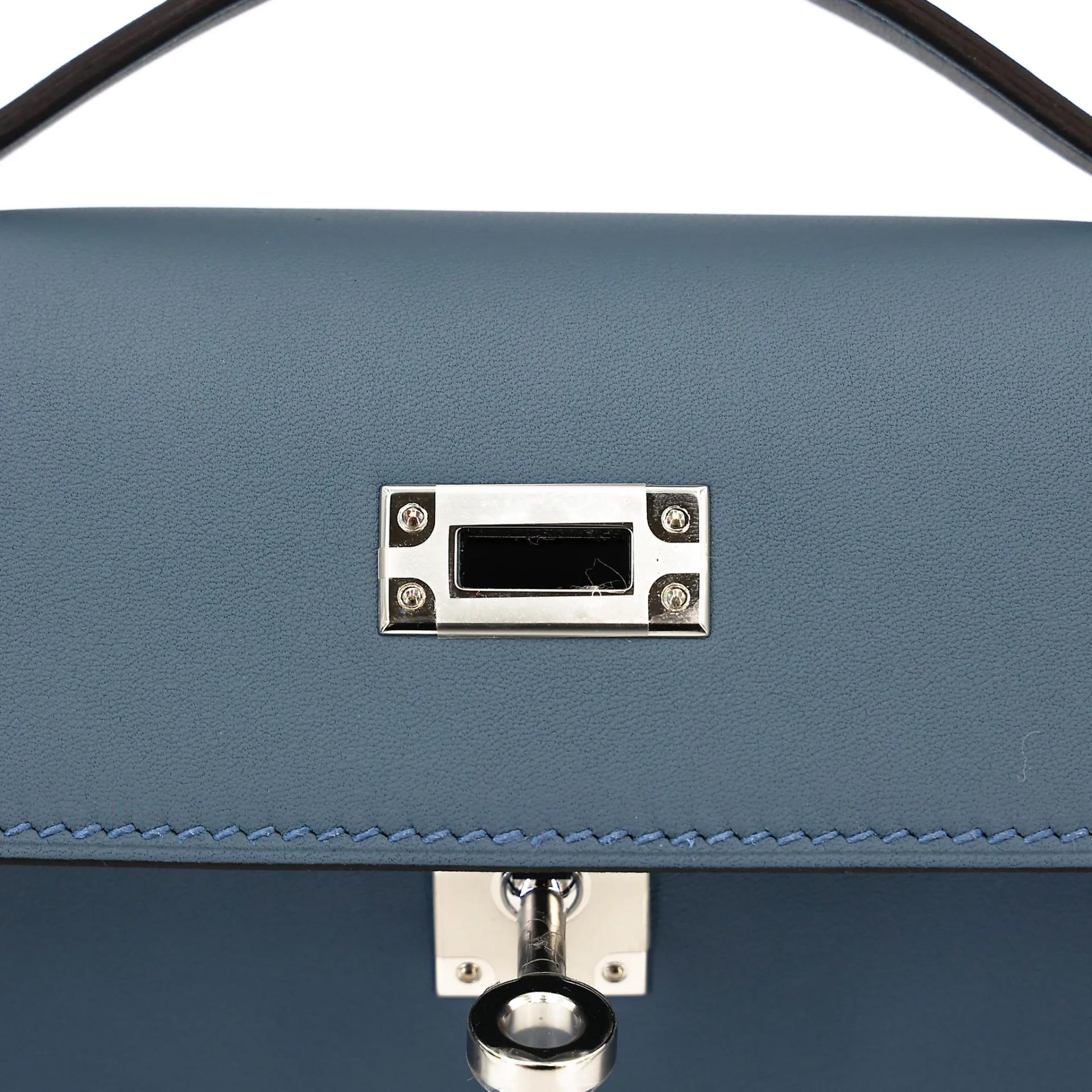 Brand New ( Rank N ) HERMÈS Kelly Pochette Bleu Tempete (N7) Swift Palladium hardware G (2026) - 10