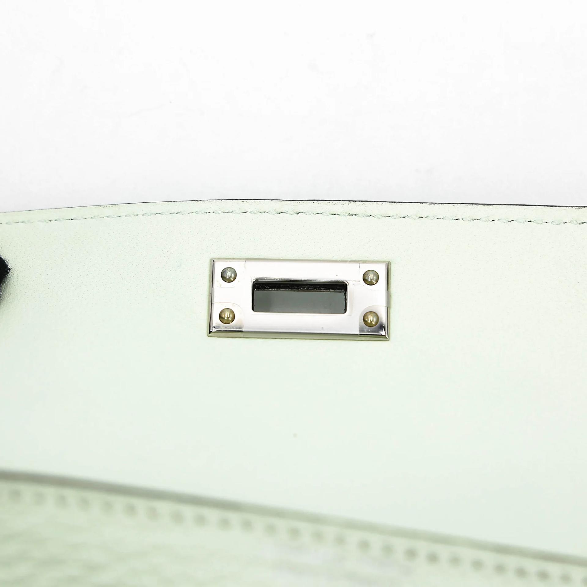 Excellent ( Rank SA ) HERMÈS Mini Kelly II Vert Fizz (0S) Chevre Mysore Palladium hardware B (2023) - 11
