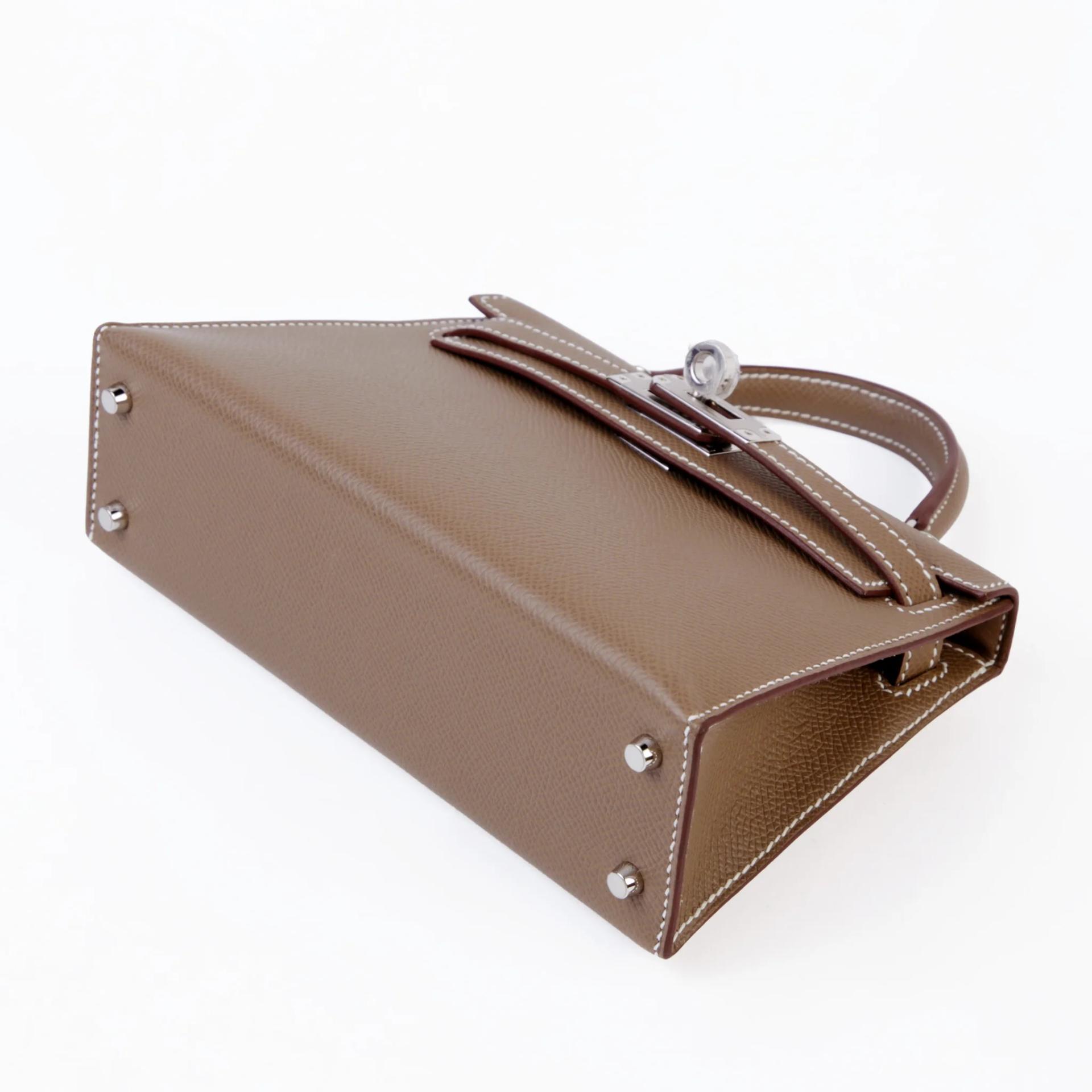 Brand New ( Rank N ) HERMÈS Mini Kelly II Etoupe (18) Epsom Palladium hardware G (2026) - 5