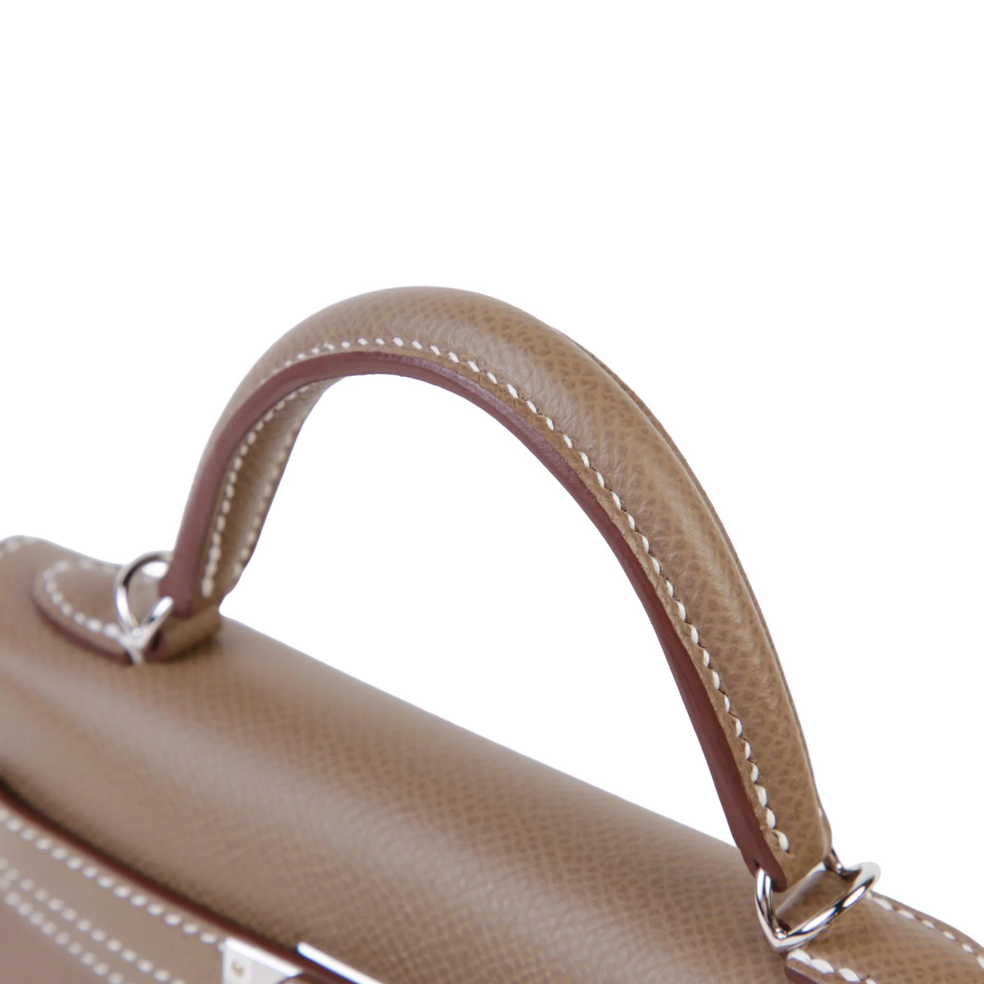 Brand New ( Rank N ) HERMÈS Mini Kelly II Etoupe (18) Epsom Palladium hardware G (2026) - 3