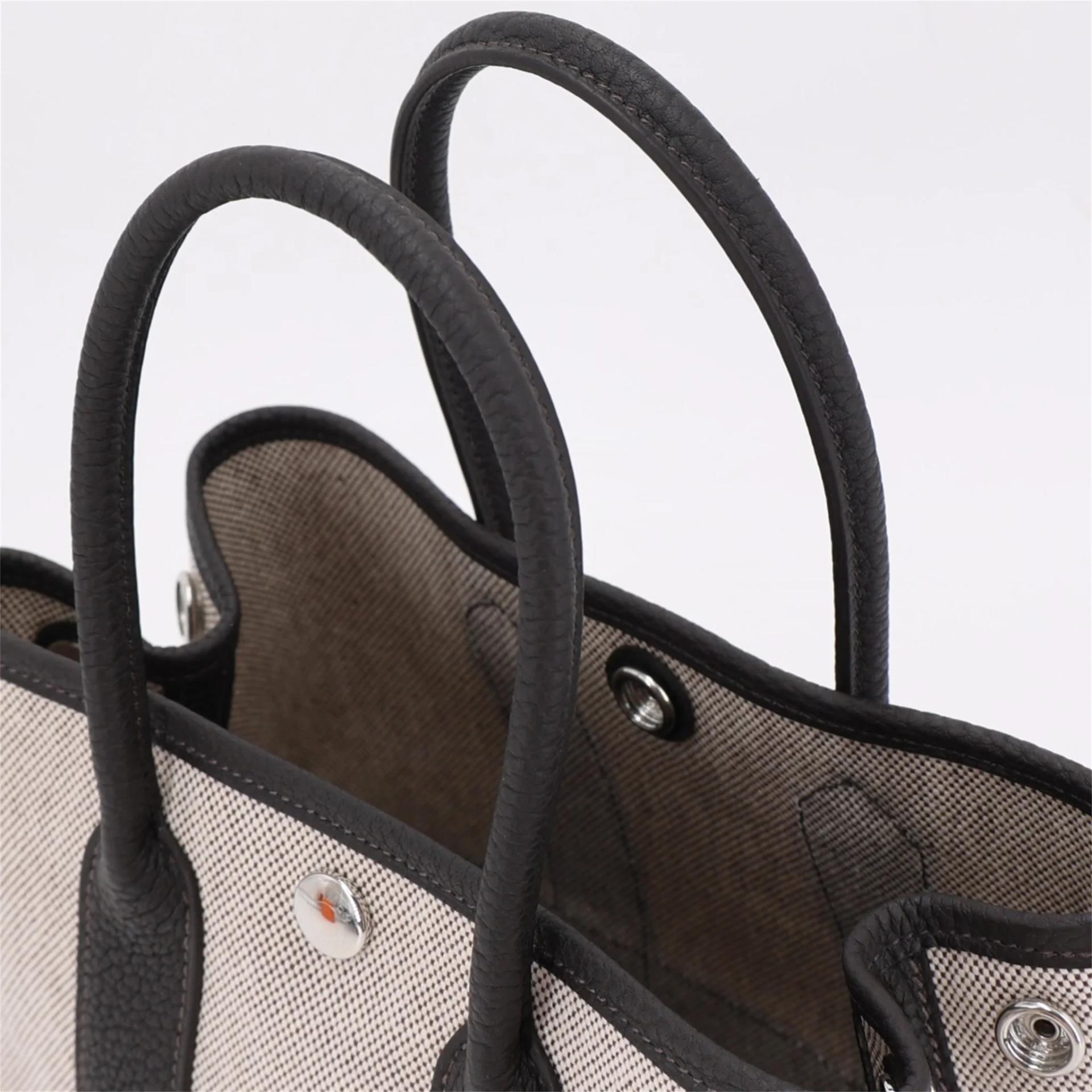 Brand New ( Rank N ) HERMÈS Neo Garden Party 23 Bai Brun（T3） Ecru Toile H canvas Palladium hardware G (2026) - 3