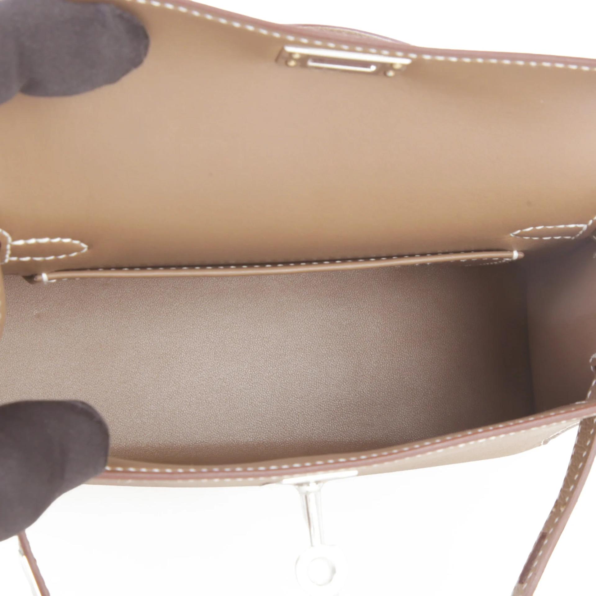 Brand New ( Rank N ) HERMÈS Mini Kelly II Etoupe (18) Epsom Palladium hardware G (2026) - 10