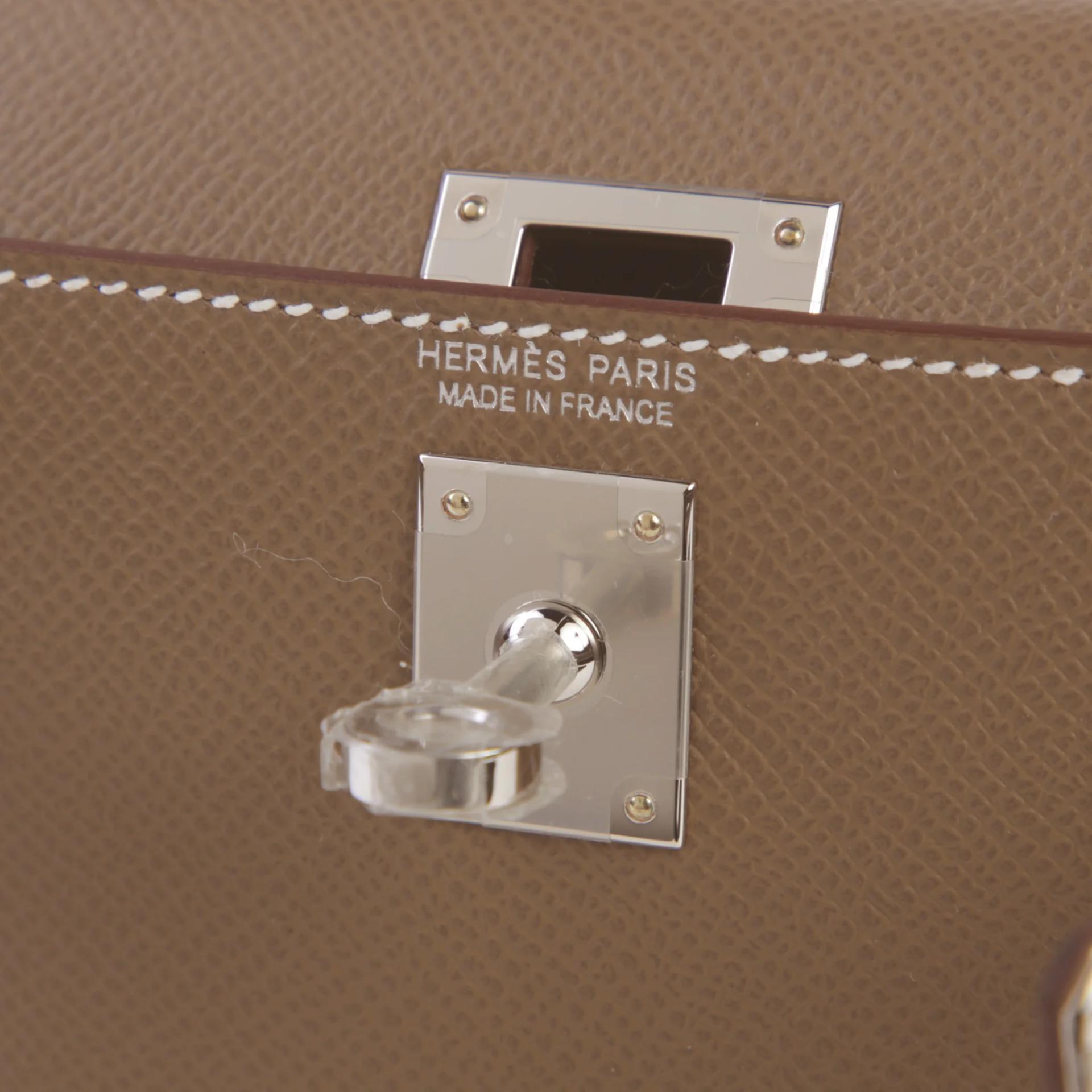 Brand New ( Rank N ) HERMÈS Mini Kelly II Etoupe (18) Epsom Palladium hardware G (2026) - 9