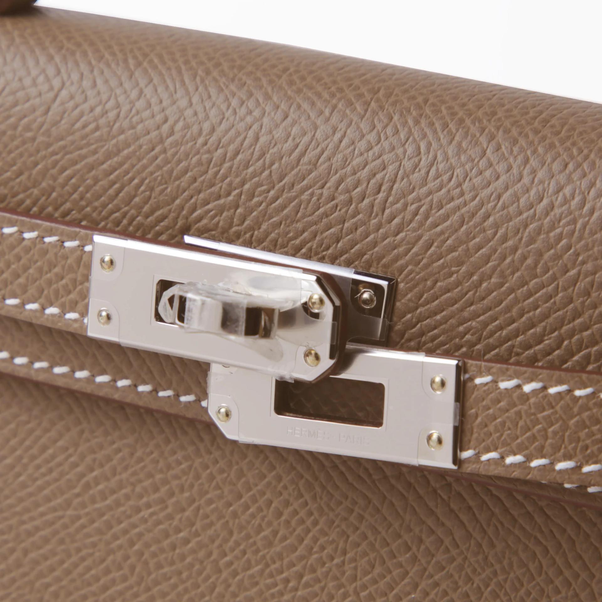 Brand New ( Rank N ) HERMÈS Mini Kelly II Etoupe (18) Epsom Palladium hardware G (2026) - 8