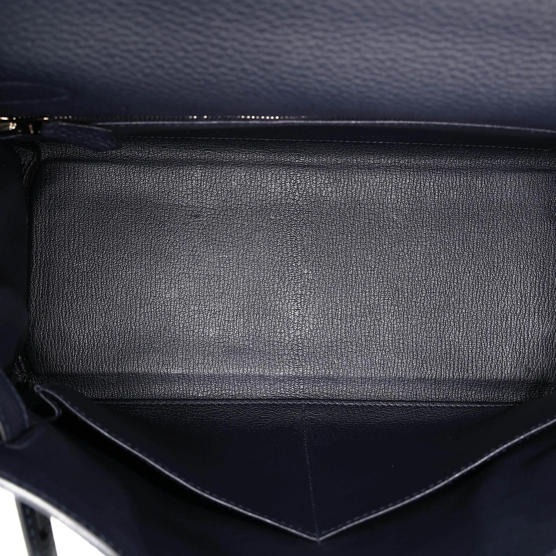 Very Good ( Rank A) HERMÈS Kelly 28 Touch Bleu Nuit (2Z) Togo Matte Alligator Palladium hardware C (2018) - 28