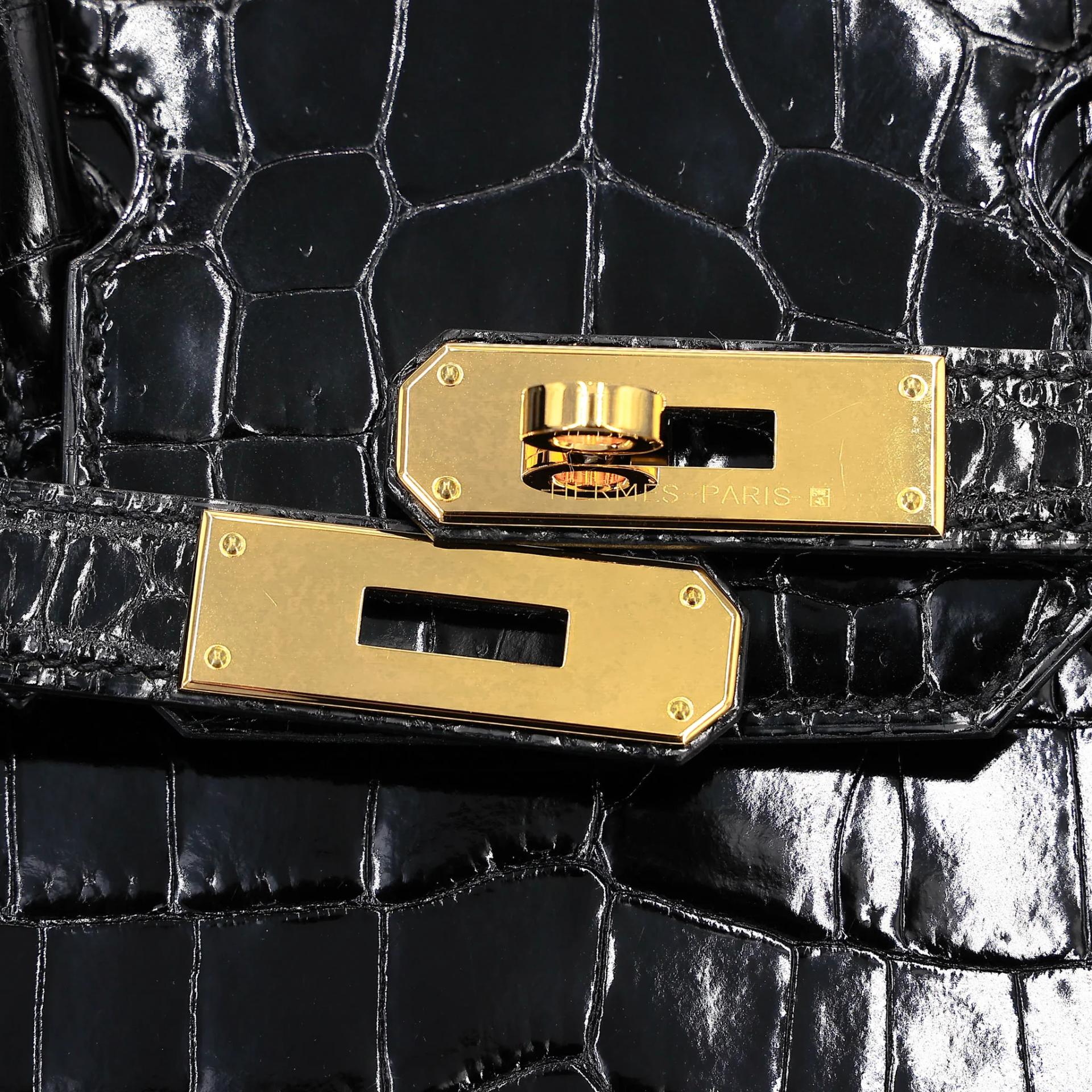 ランク SA HERMÈS エルメス バーキン30 セリエ ブラック (89) クロコダイル ニロティカス リセ ゴールド金具 B刻印 (2023) - 13